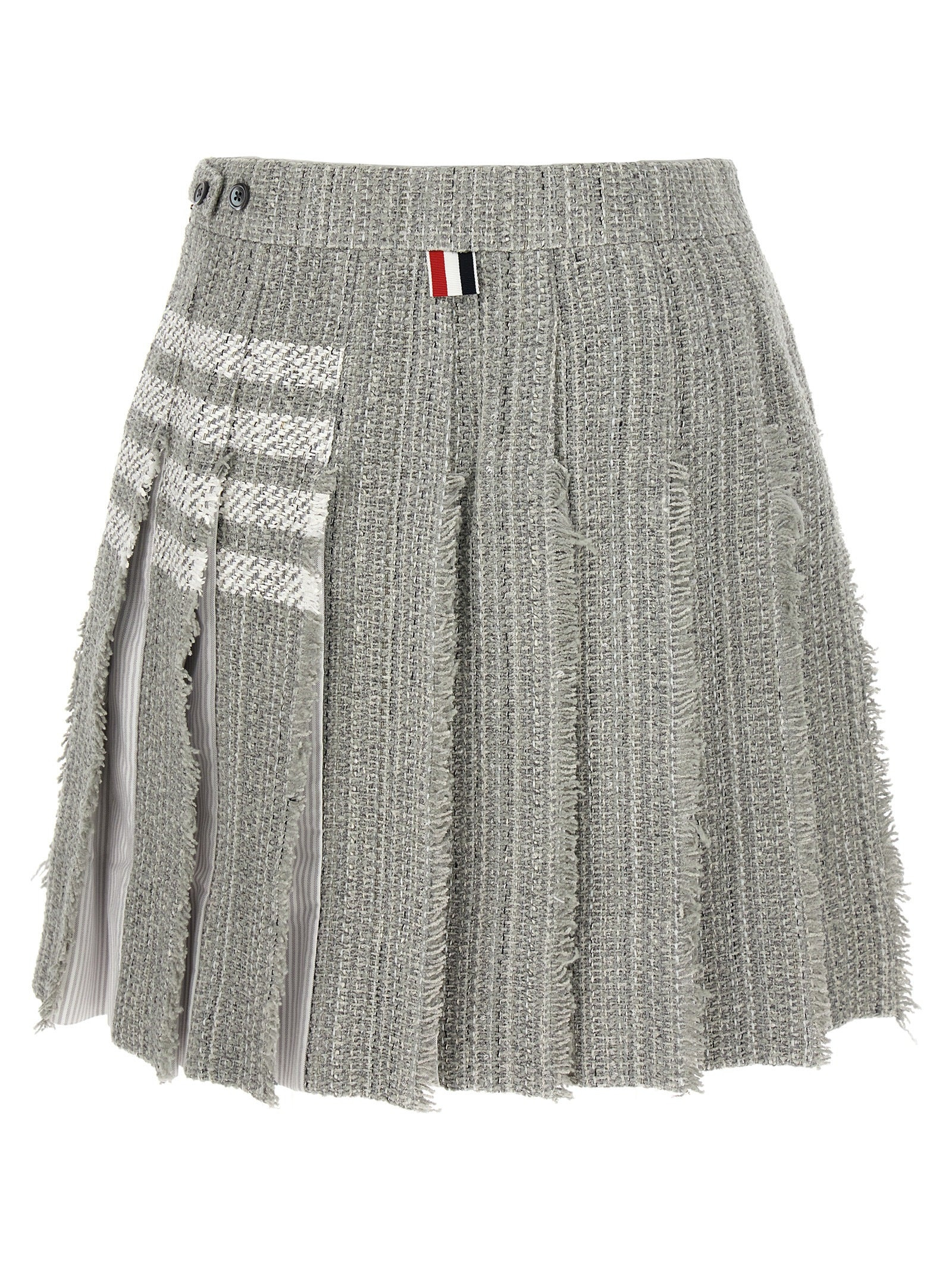 Pleated Tweed Skirt Skirts Gray - 2