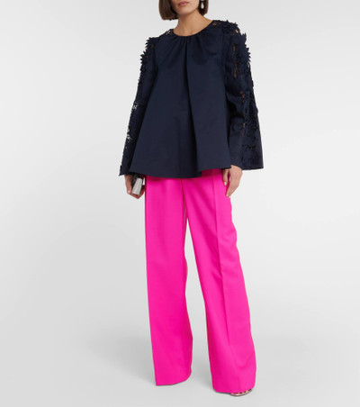 Oscar de la Renta Lace-detail cotton blouse outlook