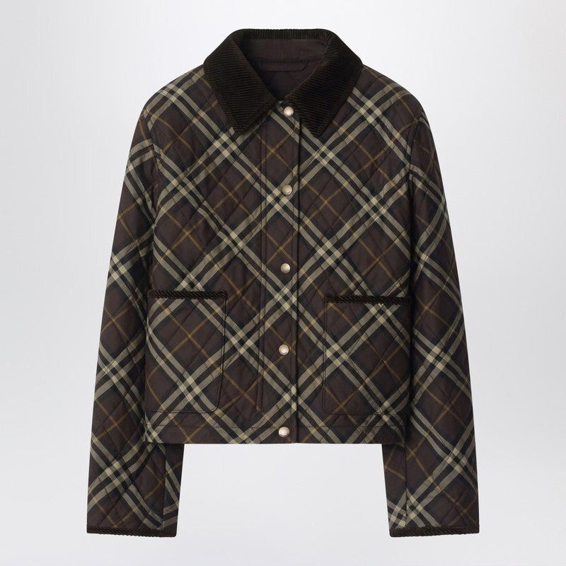 Burberry Cropped Quilted Nylon Jacket With Check Pattern Women - 1
