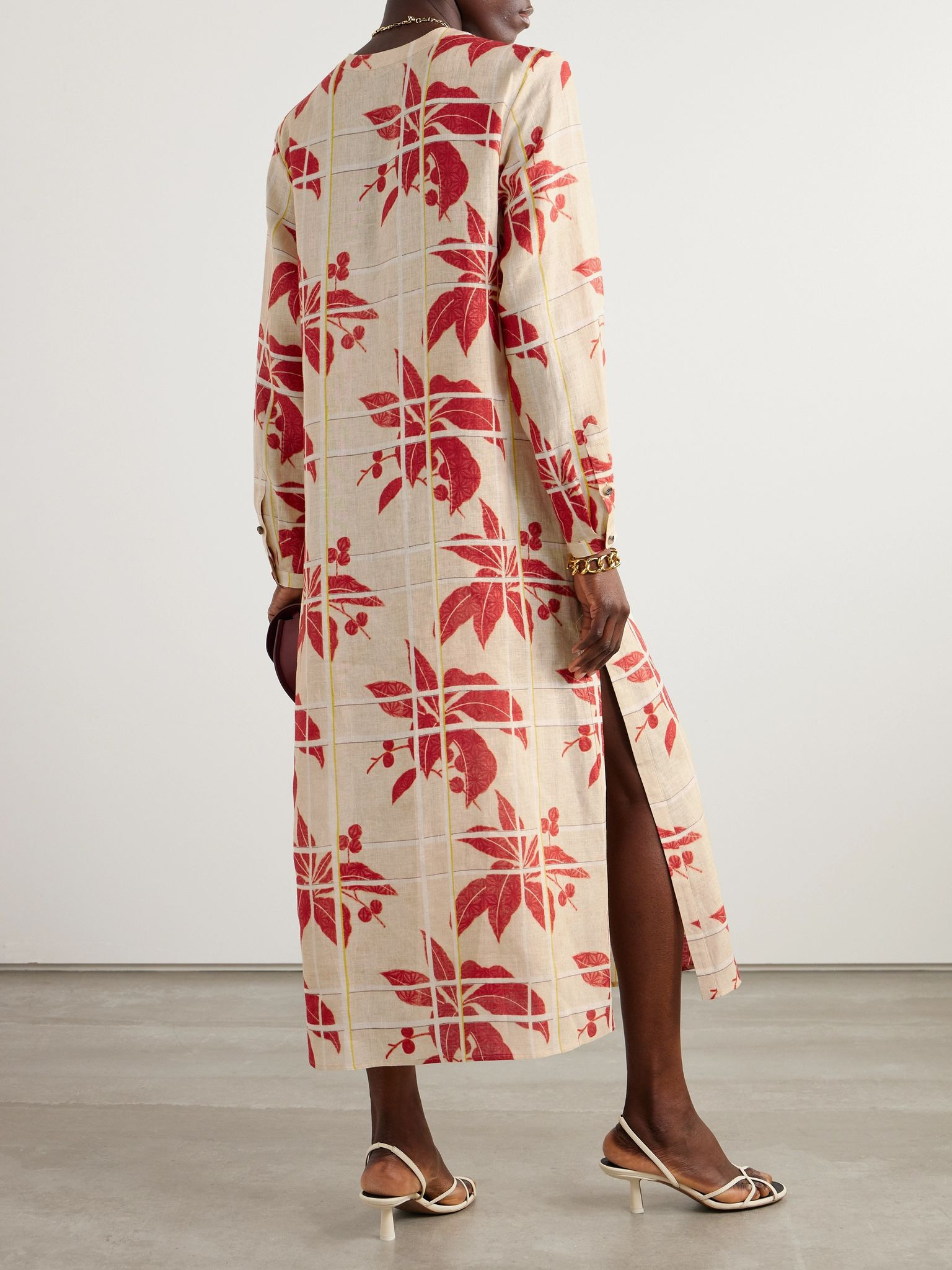 Floral-print linen kaftan Pink - 3