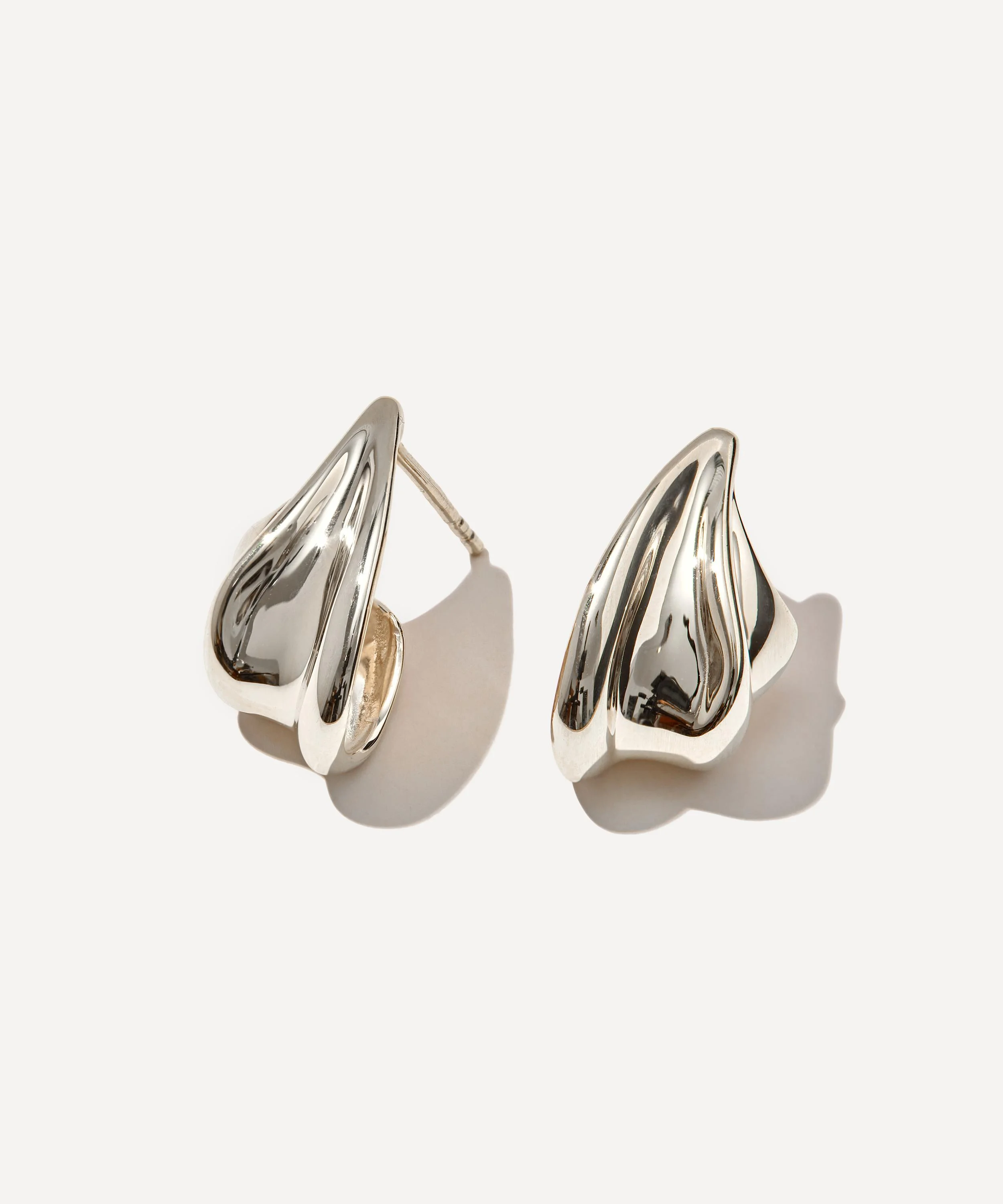 Sterling Silver Wave Stud Earrings - 1