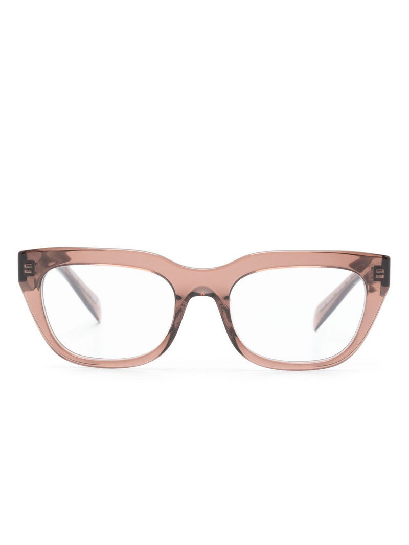 logo-engraved rectangle-frame translucent glasses 1
