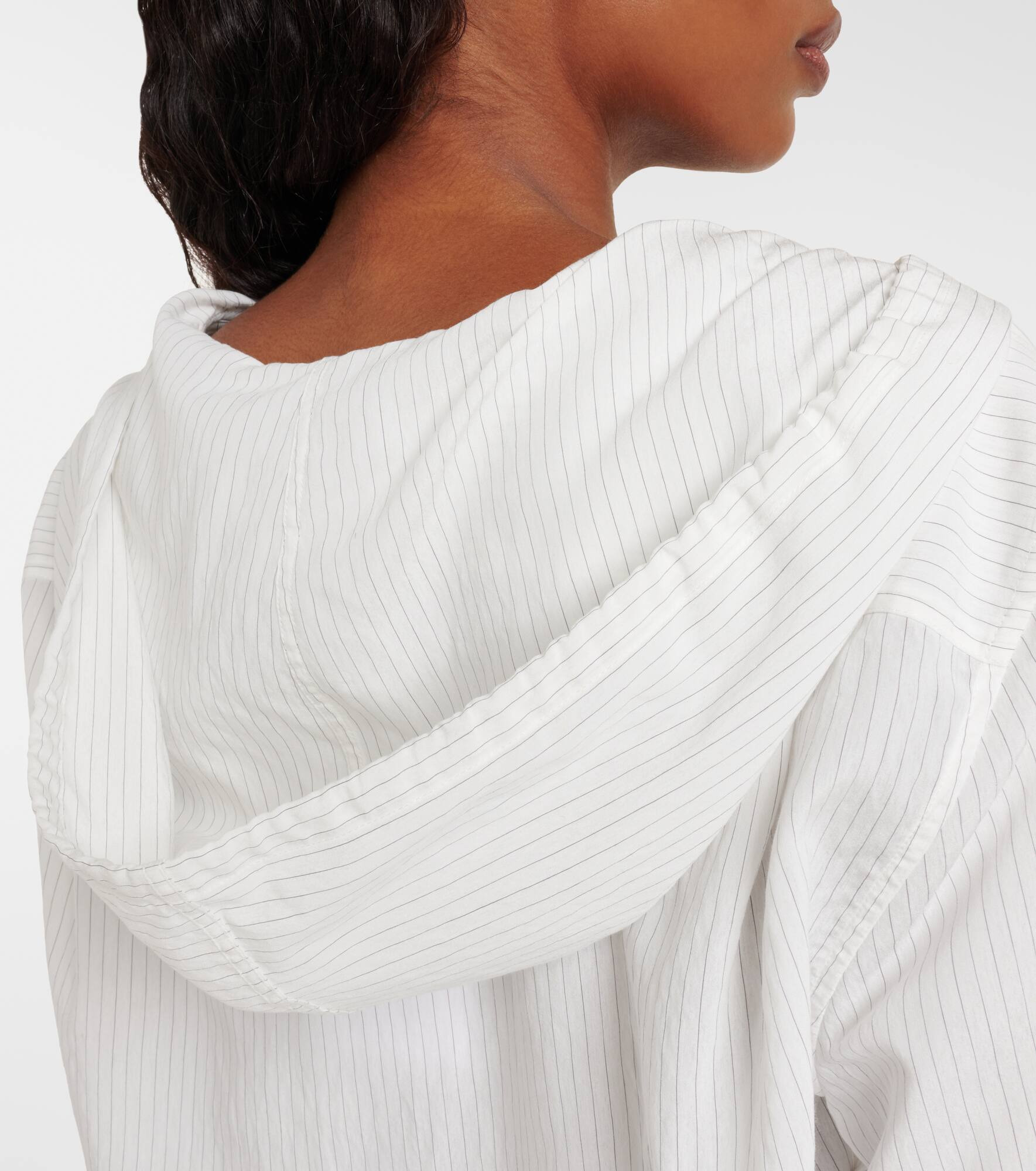 Pinstripe cropped hooded shirt - 6