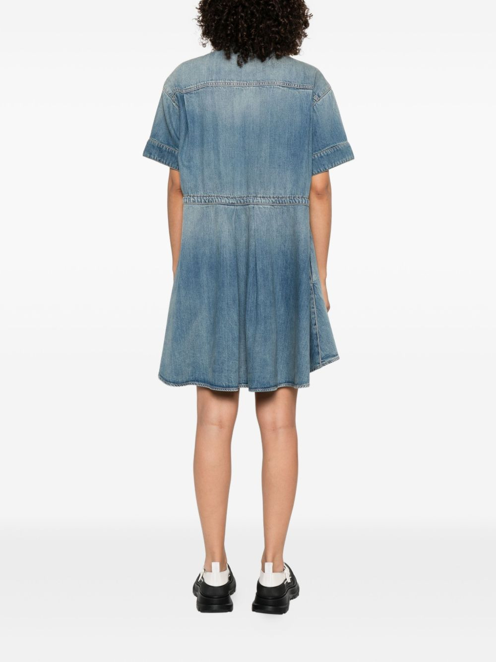 short-sleeved denim dress - 4