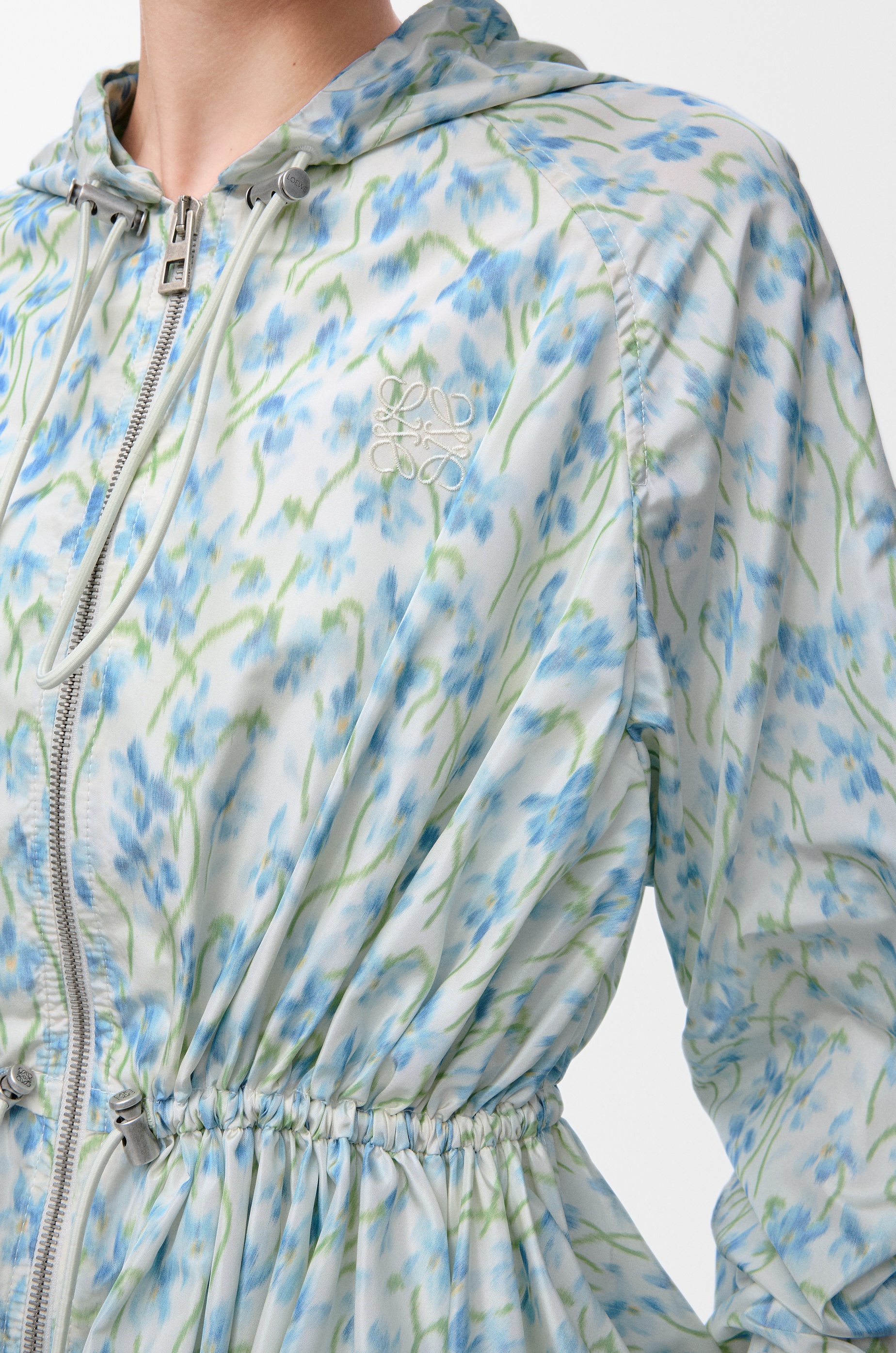 Hhooded jacket in silk blend taffeta - 5