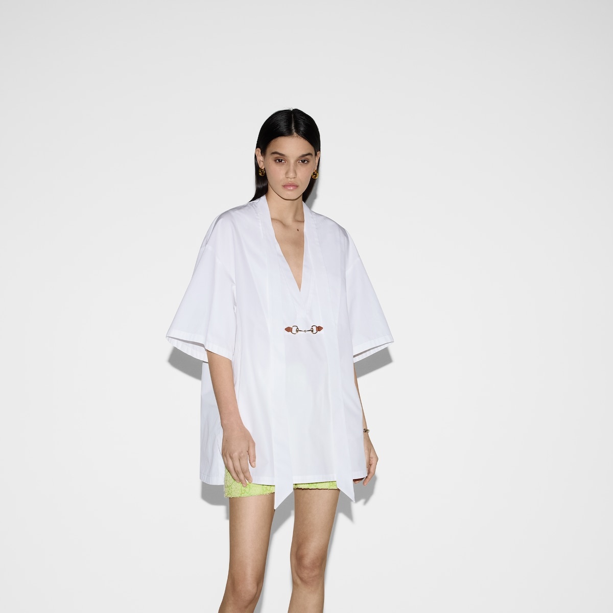Cotton poplin dress with Horsebit - 3