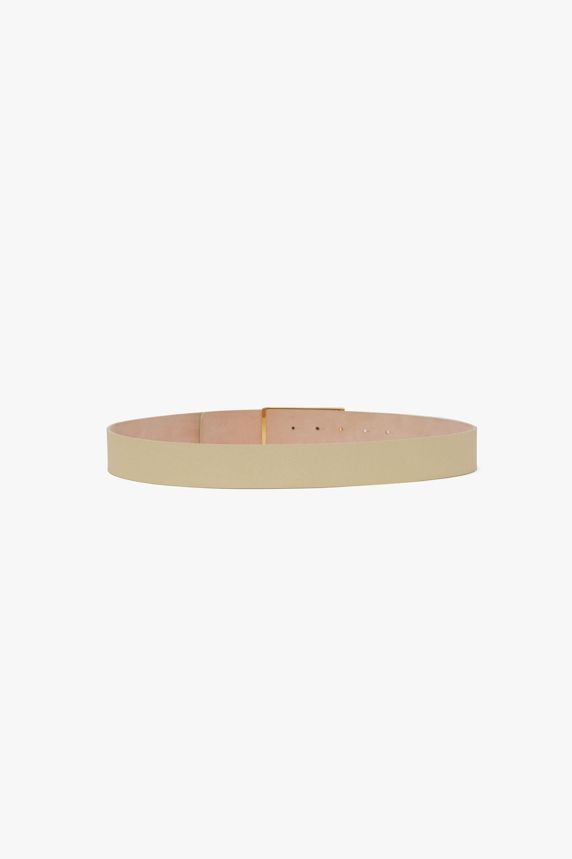 Jumbo Frame Belt In Ivory Grained Leather - 4