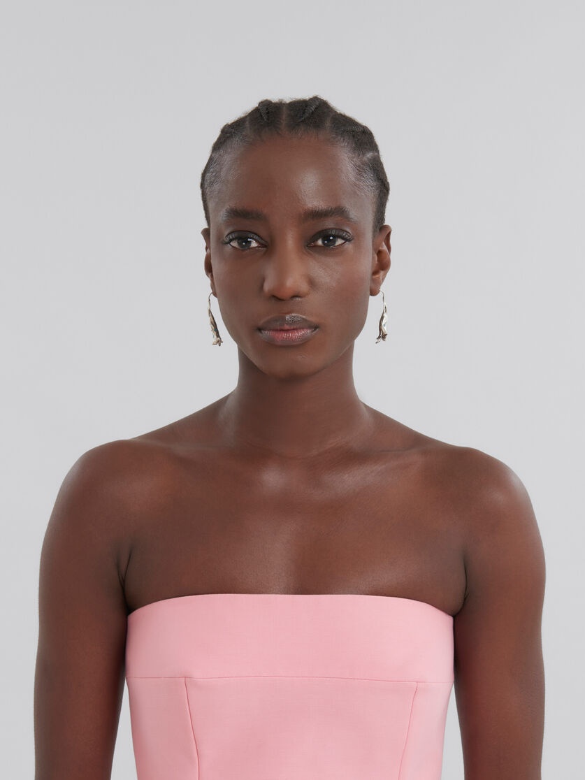 PINK CADY STRAPLESS MINI DRESS - 4
