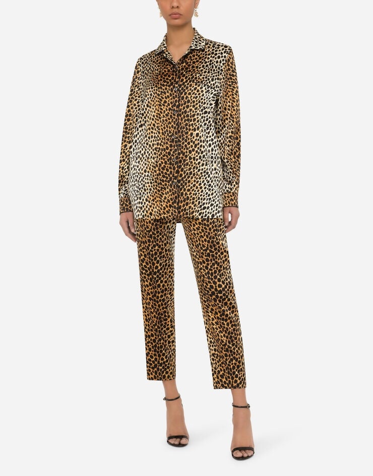 Ocelot-print satin pajama pants - 6