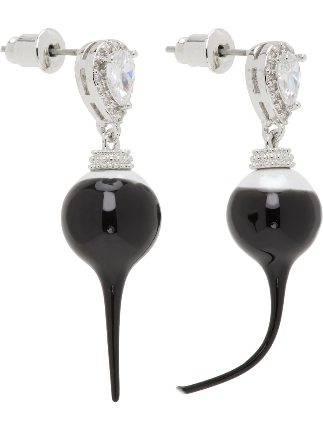 SSENSE Exclusive Silver & Black Diamond Drop Earrings - 2