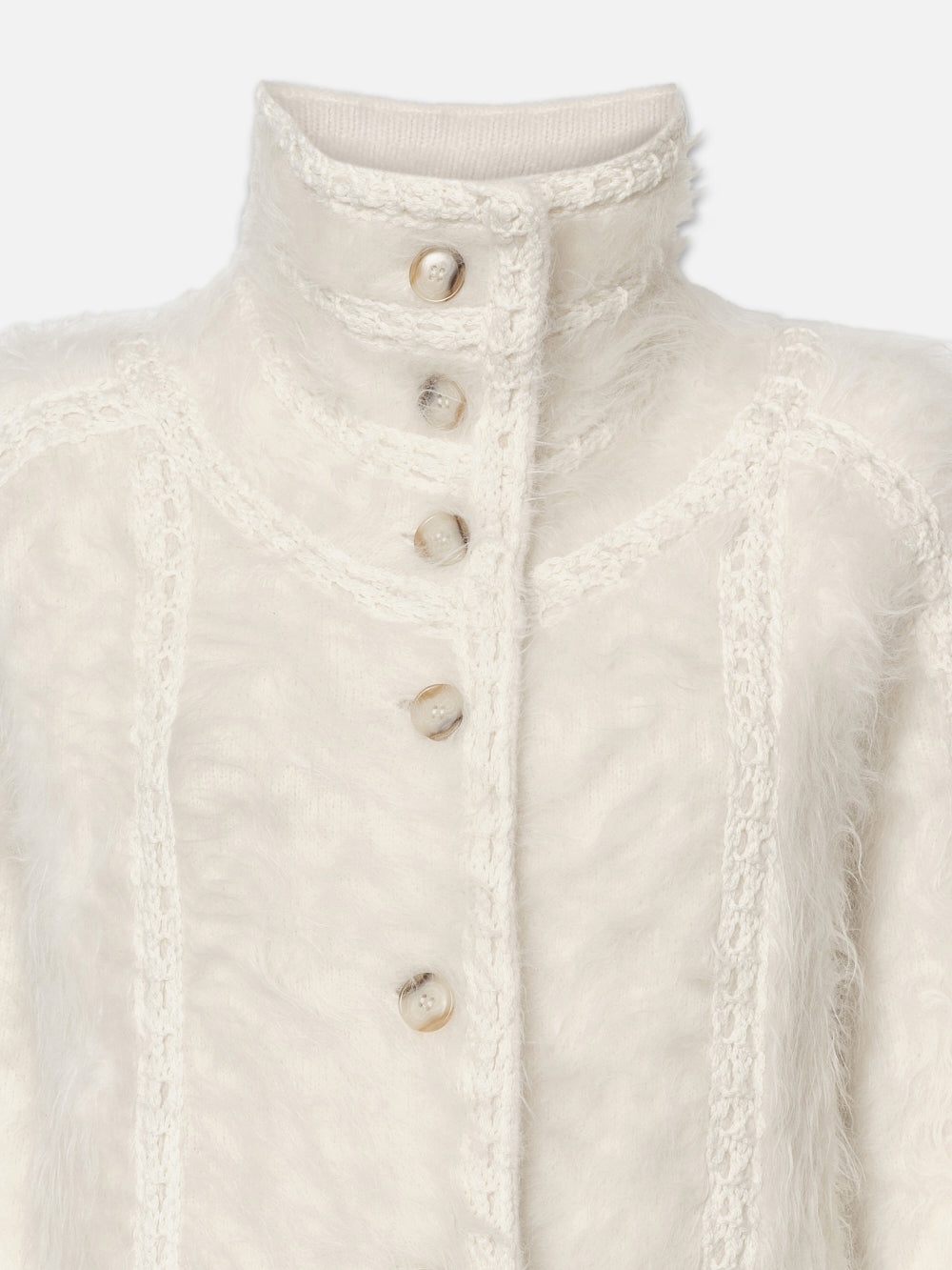 Lofty Crochet Coat in Cream - 4