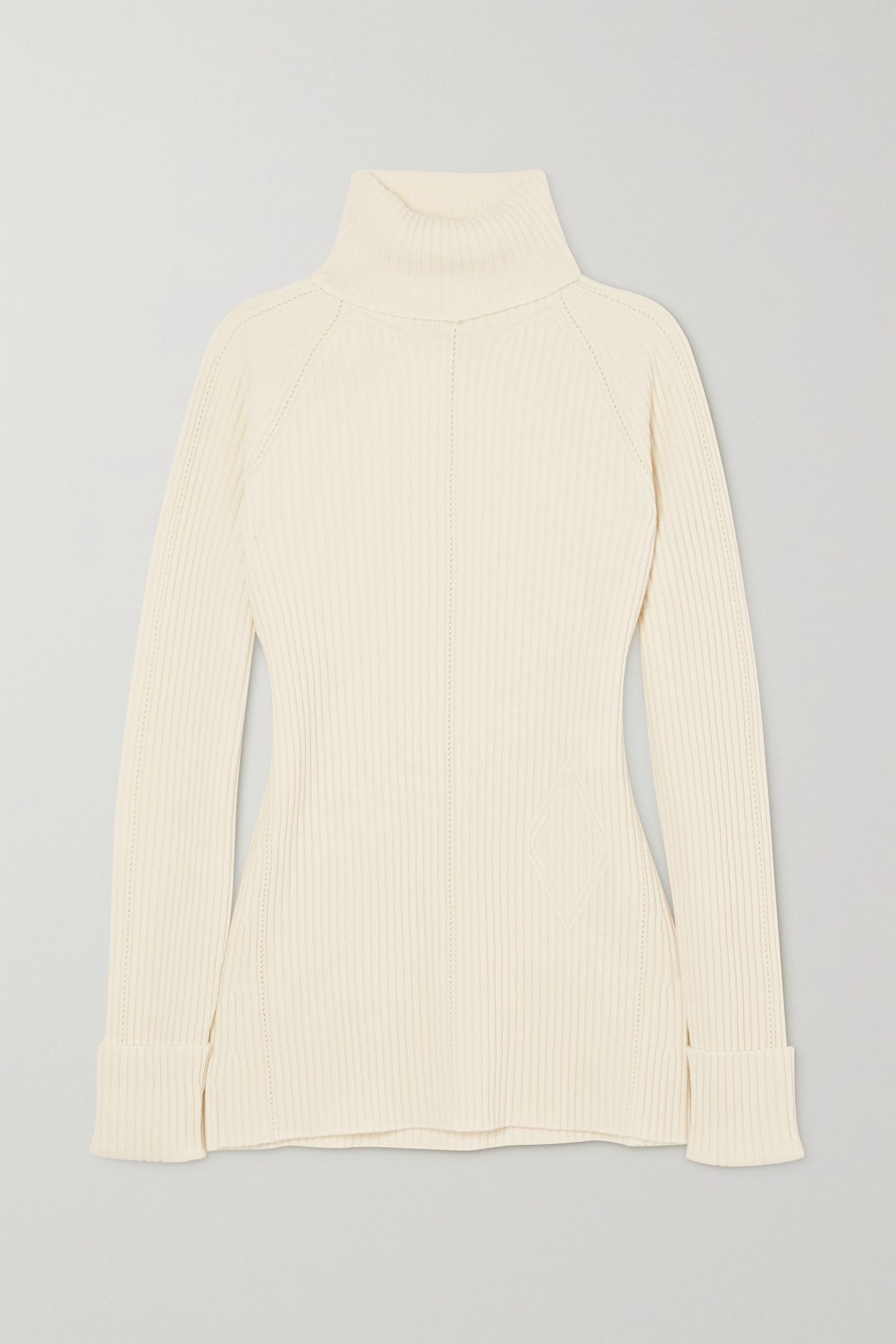 Ribbed wool and silk-blend turtleneck sweater - 1