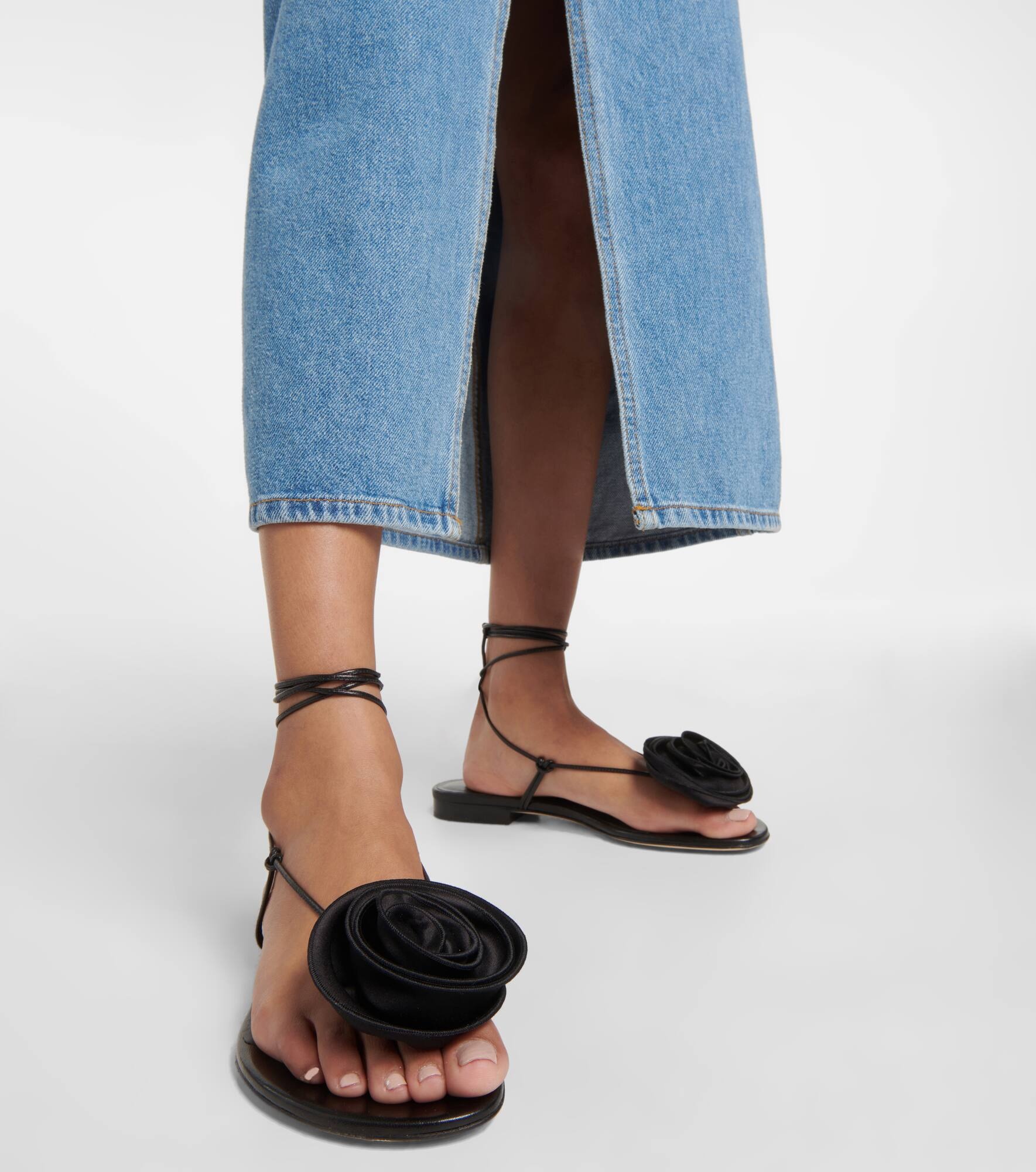 Appliqué leather sandals - 4