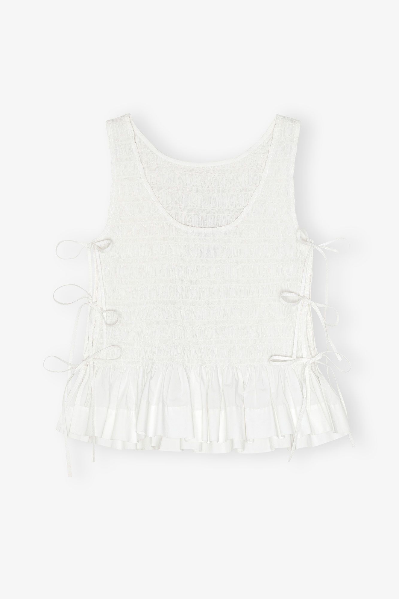 WHITE COTTON SMOCK TIE TOP - 6