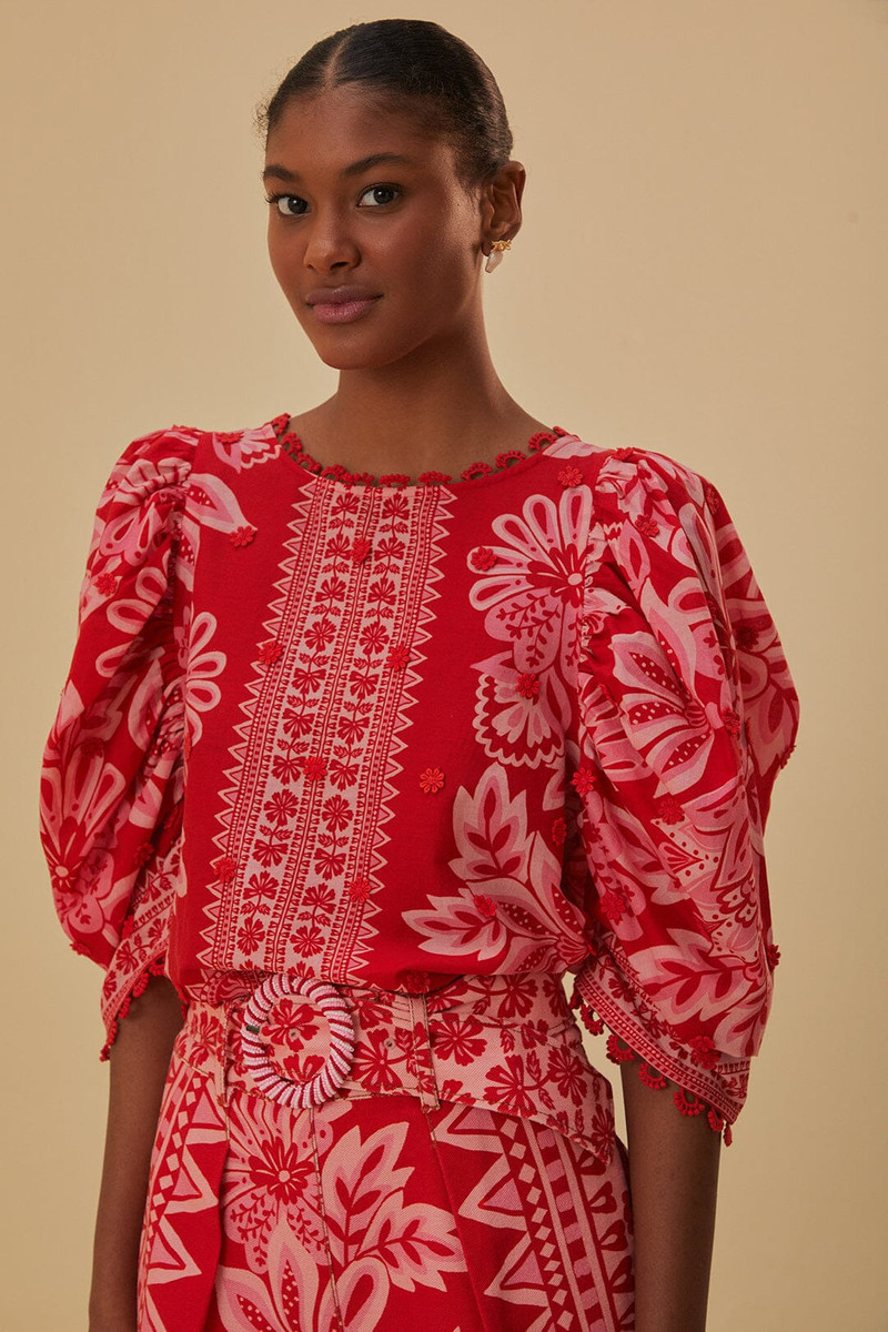 Flora Tapestry Red Blouse 1