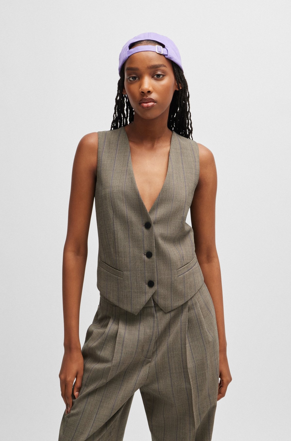 REGULAR-FIT WAISTCOAT IN STRIPED CLOTH - 2