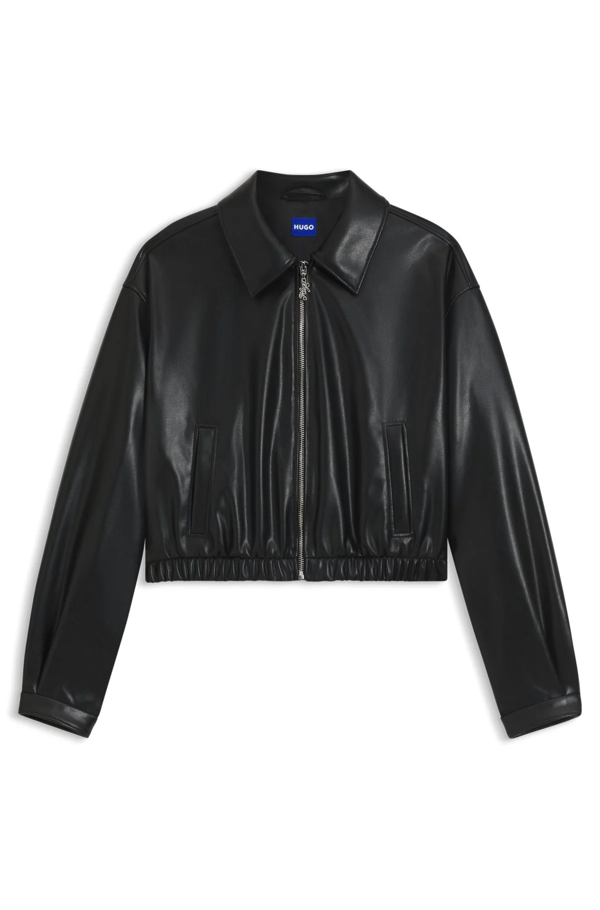 CROPPED JACKET IN FAUX LEATHER WITH EMBOSSED REAR LOGO - 1