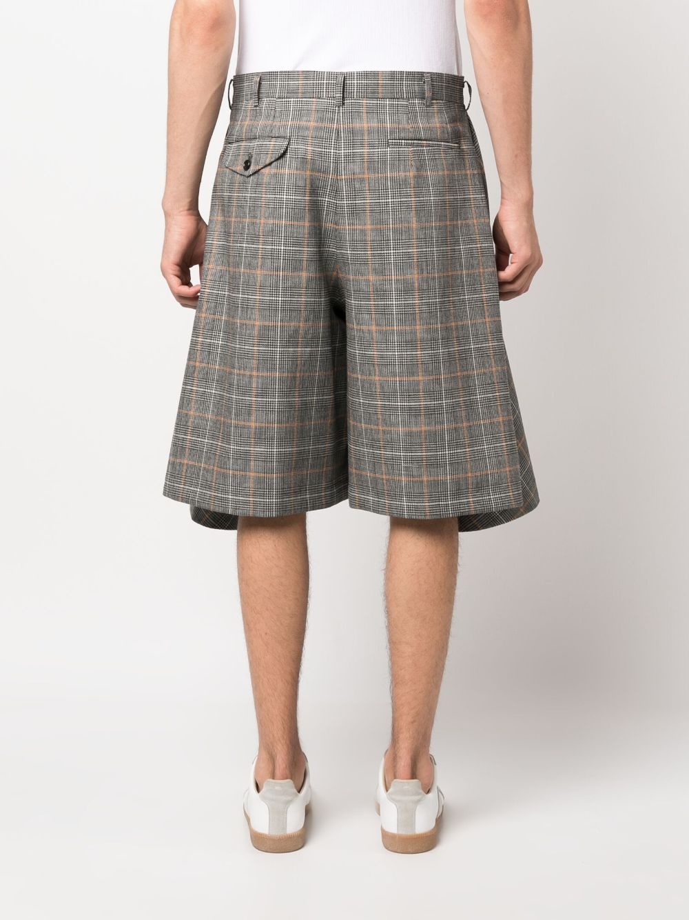 aysmmetric plaid pleated shorts - 4