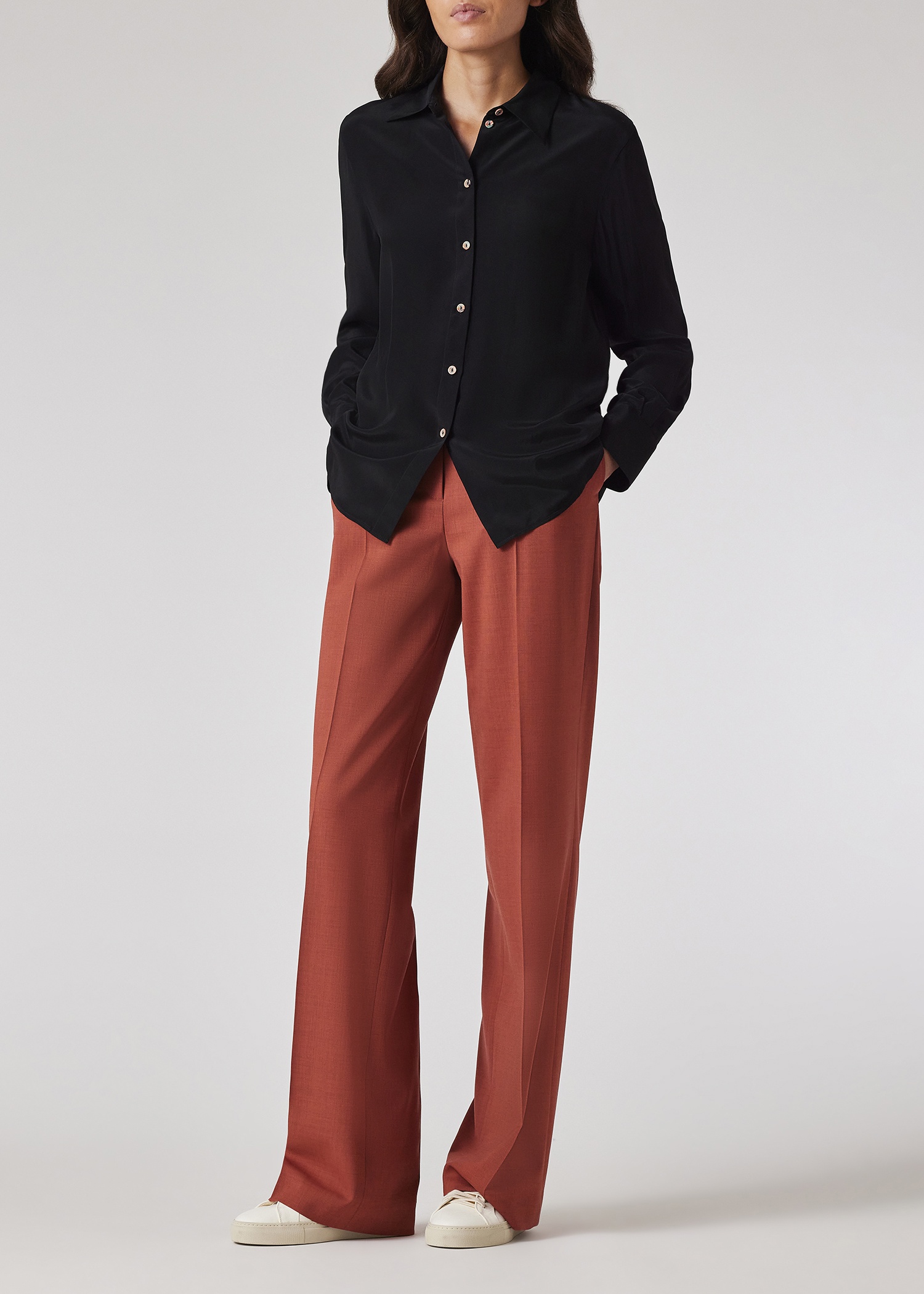 Women's Black Silk-Blend Blouse - 5