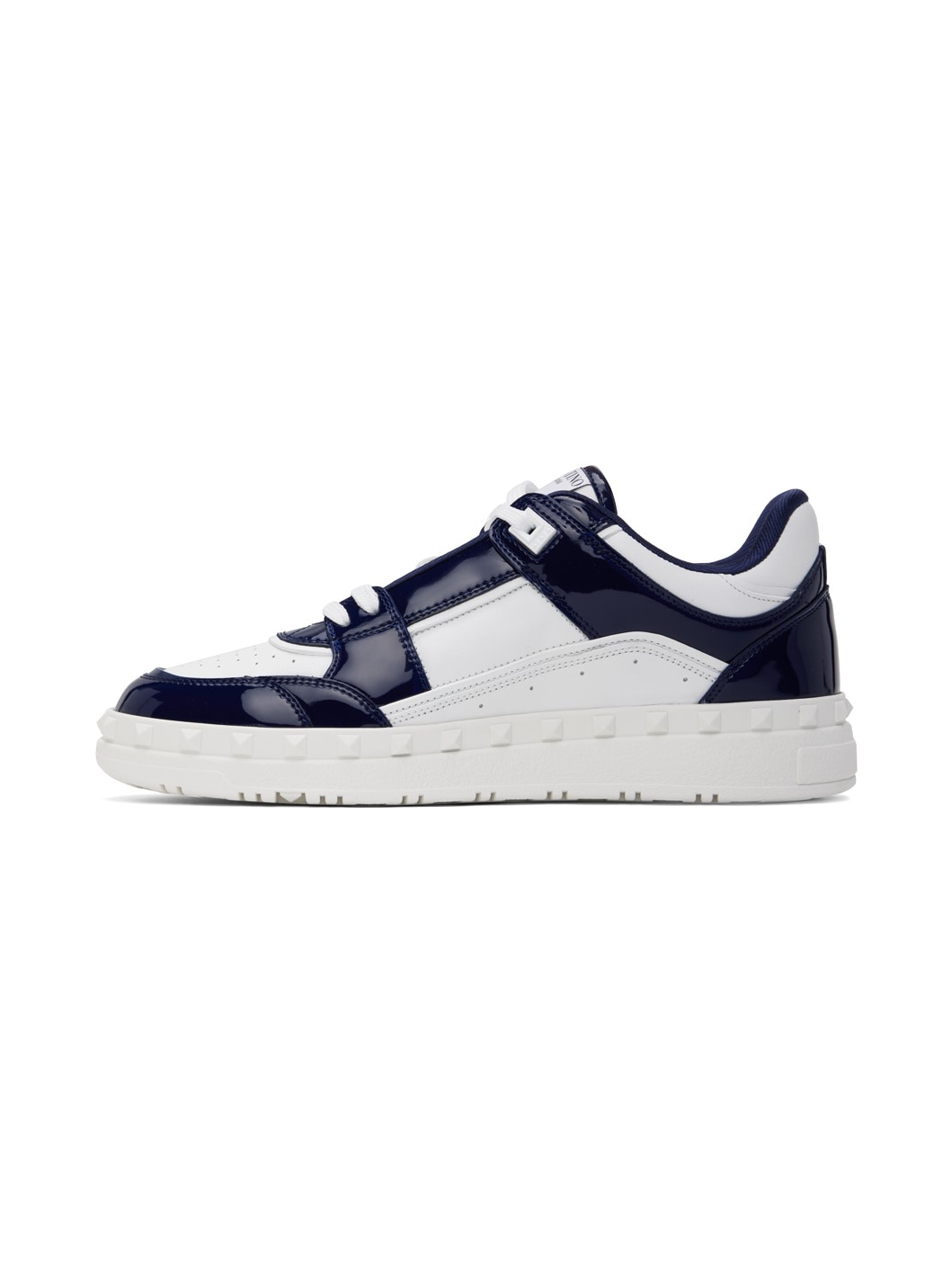 White & Navy Freedots Low Top Sneakers - 3