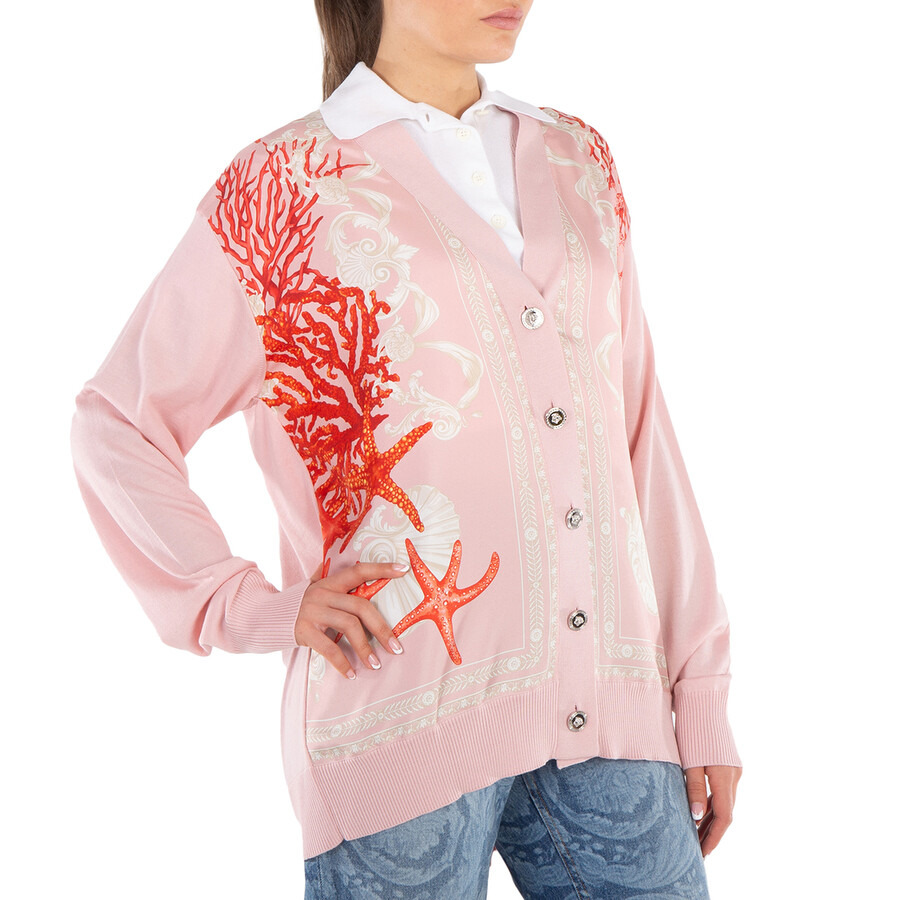 Versace Barocco Sea Panelled V-Neck Cardigan - 2