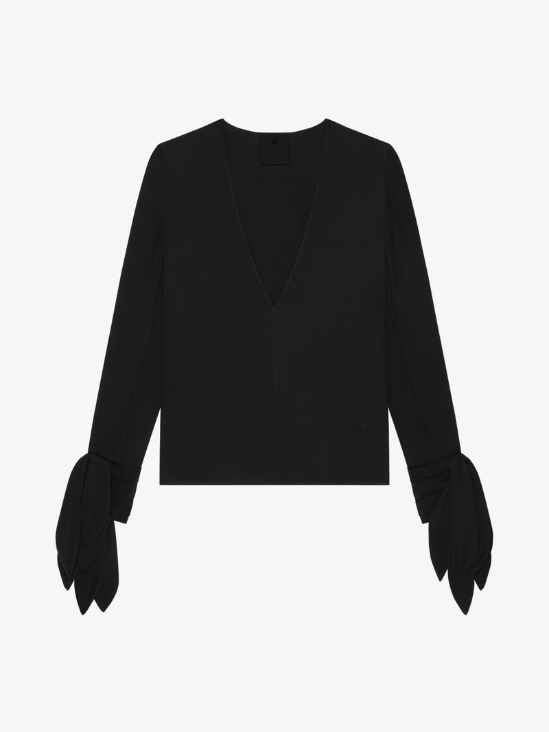 BLOUSE WITH BOWS IN CREPE AND 4G EMBROIDERY - 1