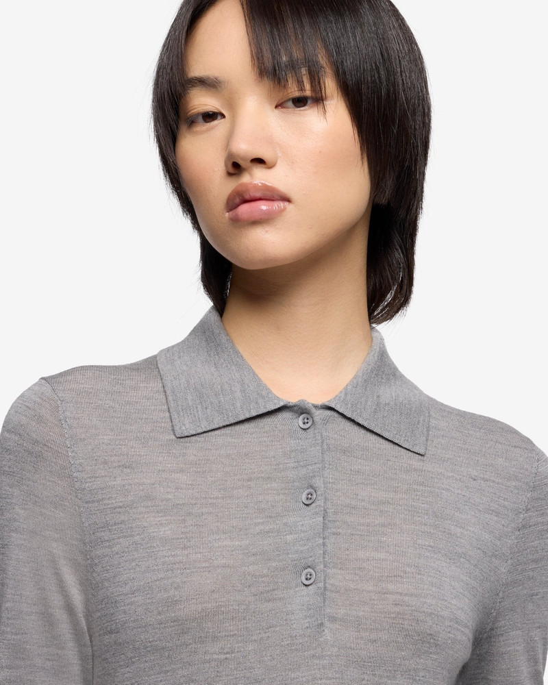 Wool Long Sleeve Polo Sweater in Slate 4