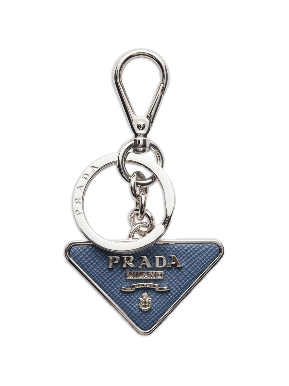 Saffiano leather and metal keychain - 1