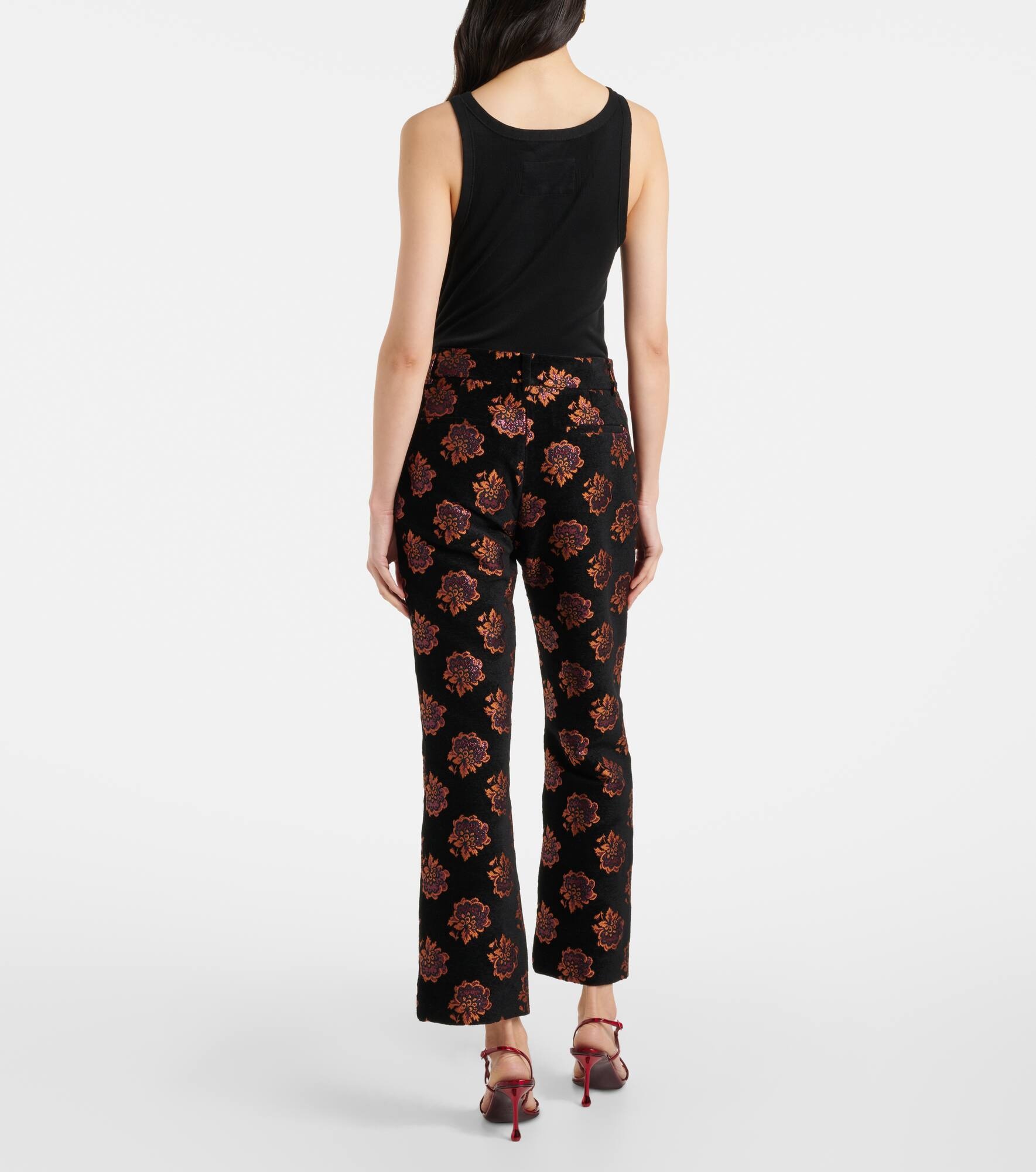 Floral jacquard straight pants - 3