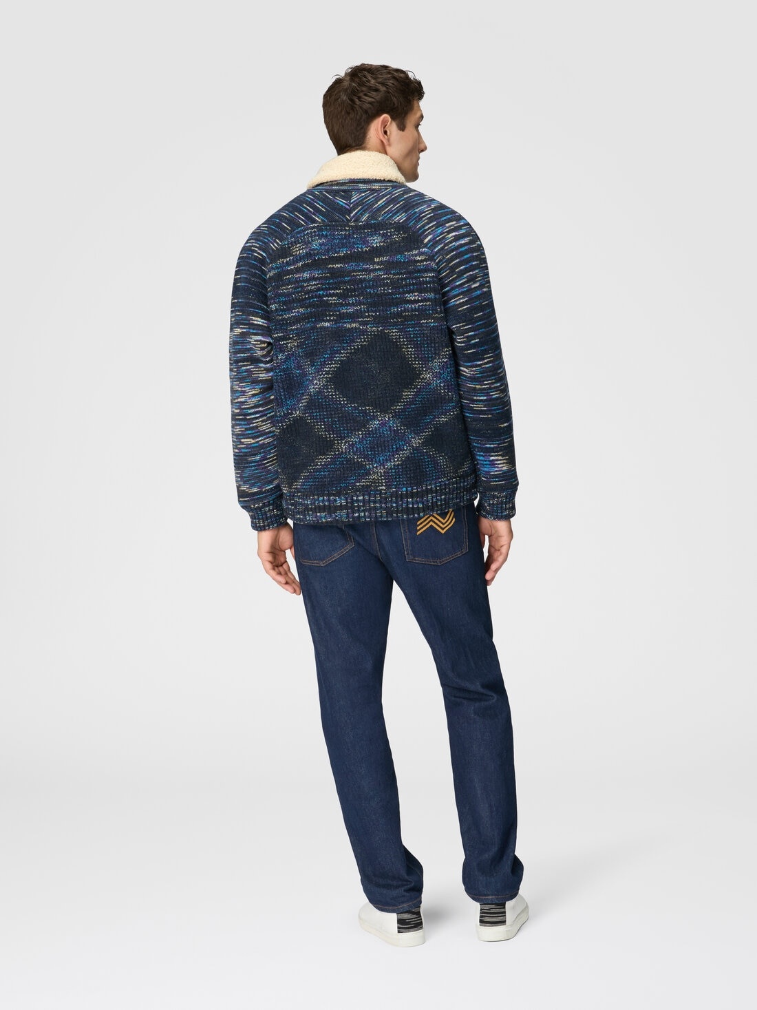 Bomber jacket in slub wool with teddy bear insert - 3