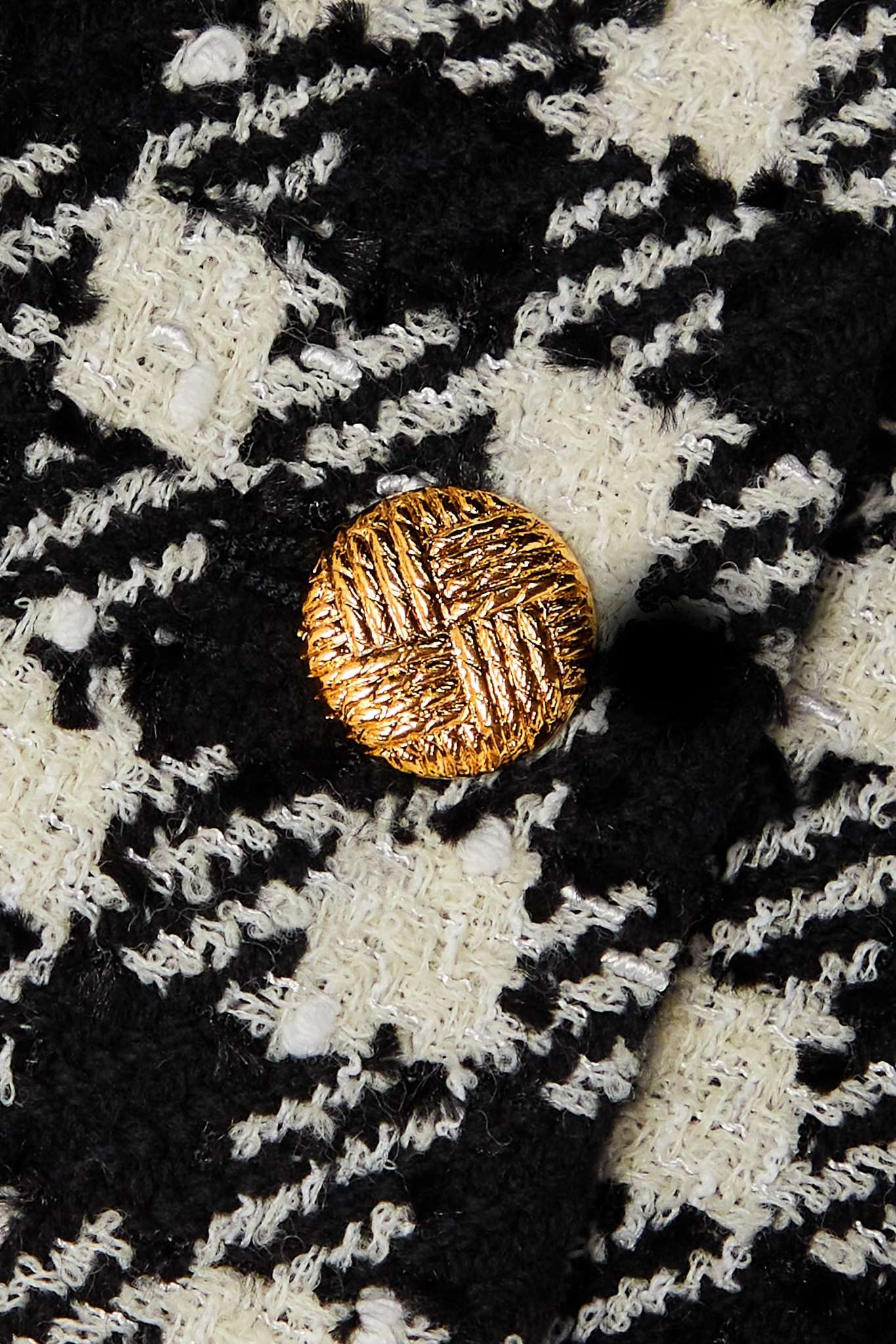 Cropped houndstooth wool-blend tweed jacket - 4