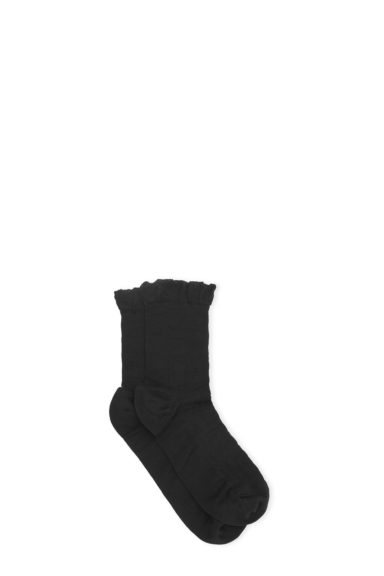 BLACK SHORT RUFFLE SOCKS - 1