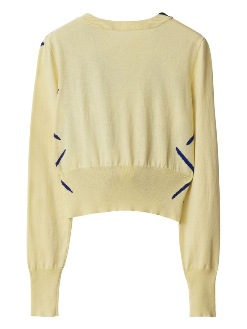 argyle-intarsia cropped cotton jumper 6