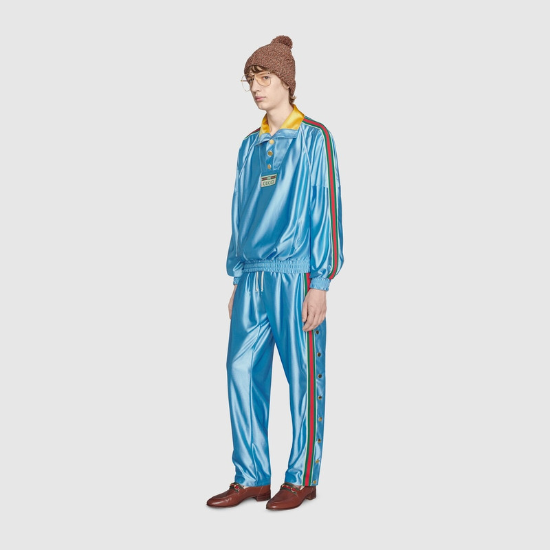 GUCCI Shiny jersey sweatshirt with Web outlook