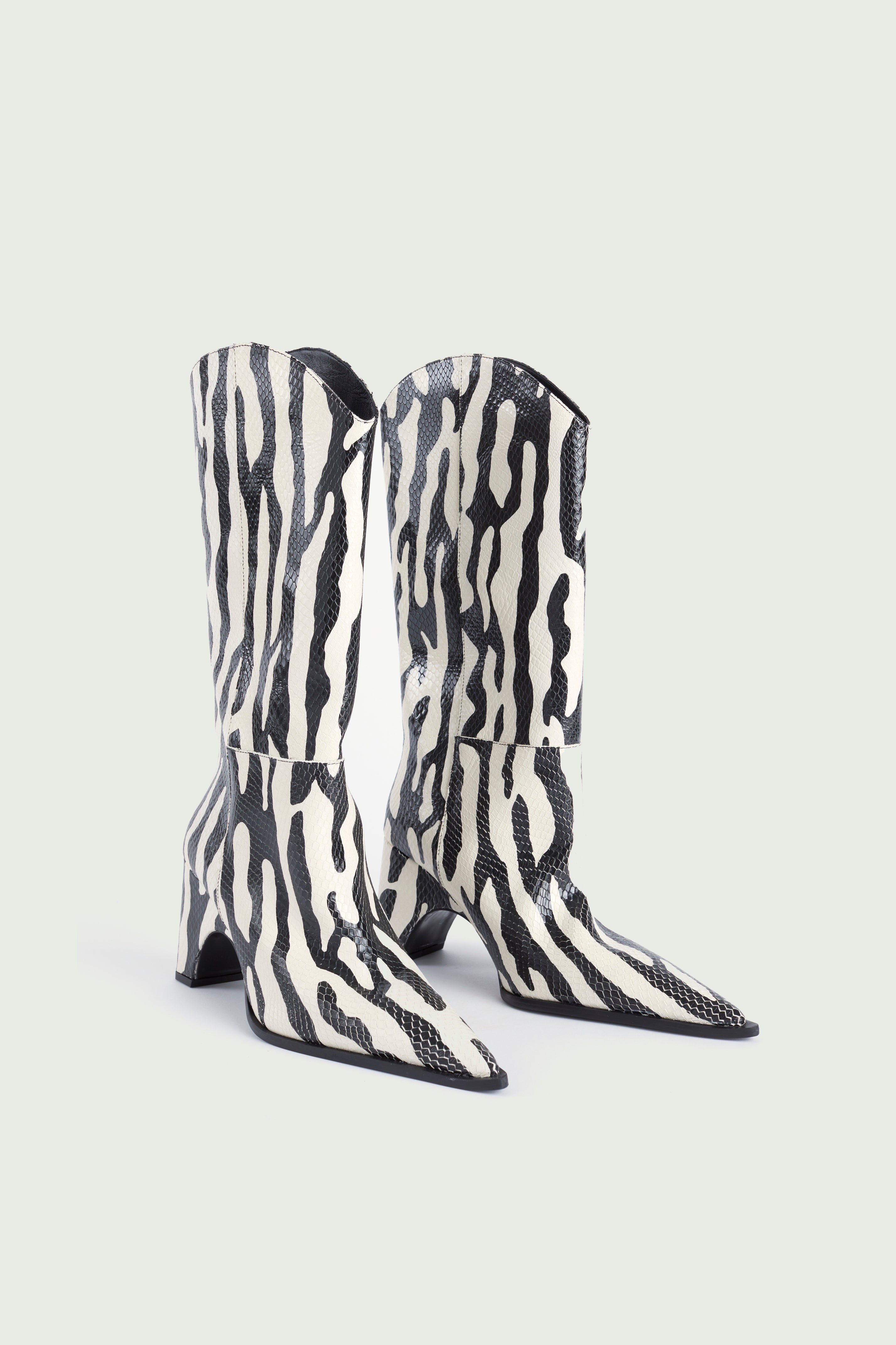 Zebra Print Bridge Cowboy Boot - 3