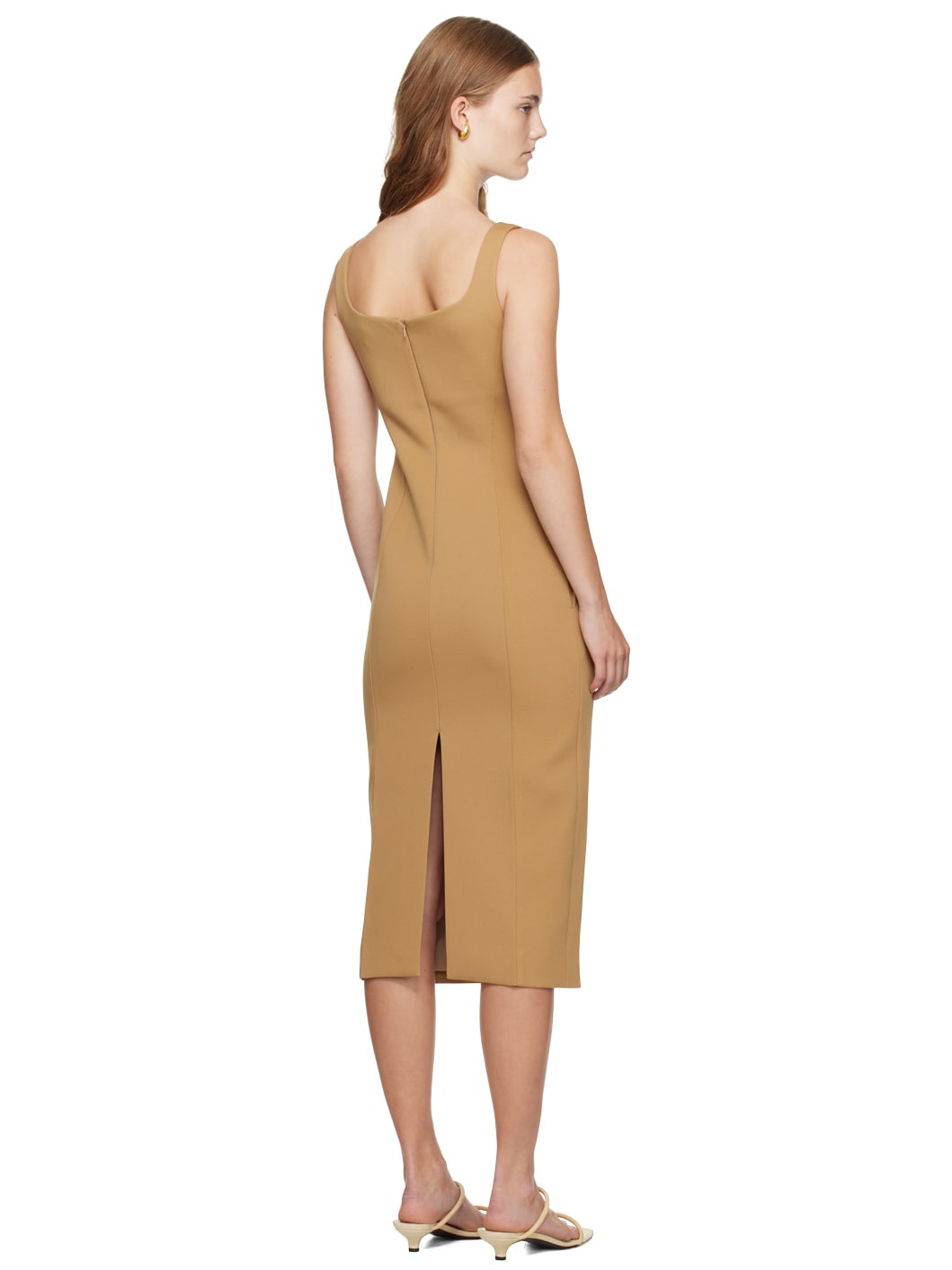 Yellow Signature Curved Neck Midi Dress - 3