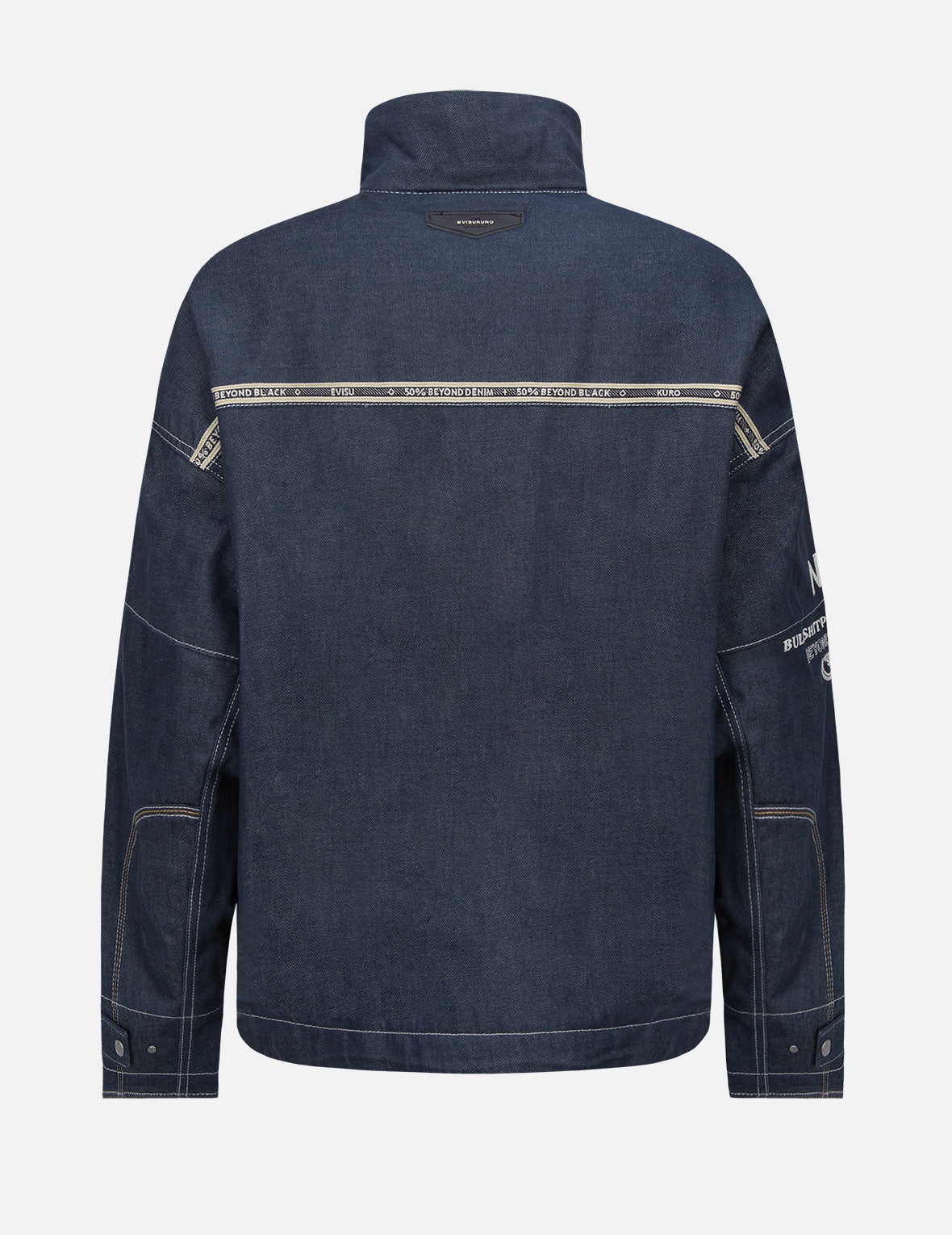 Contrast Stitching Padded Denim Worker Jacket - 9