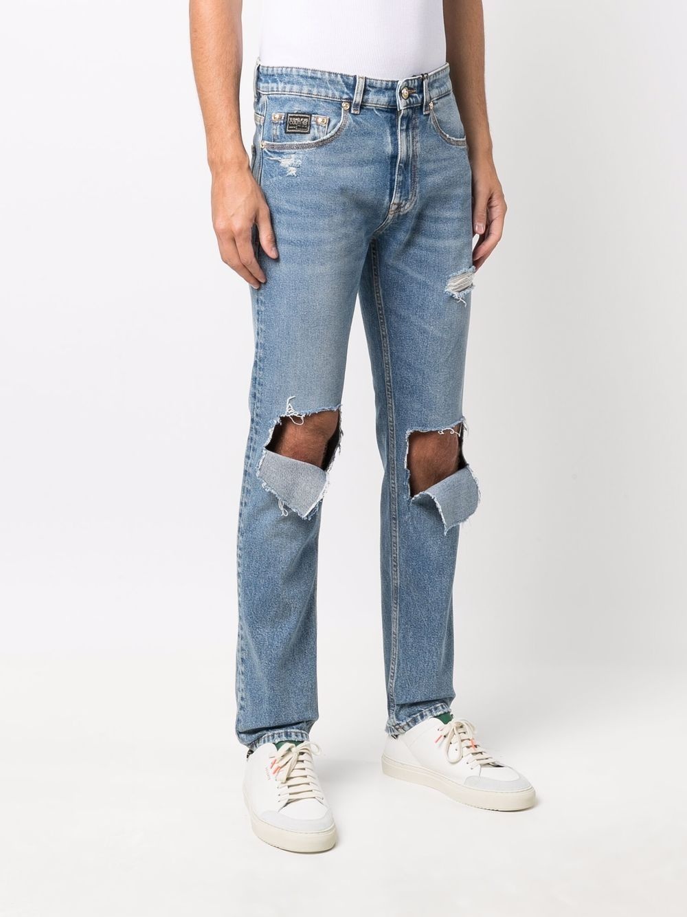 distressed straight-leg jeans - 3