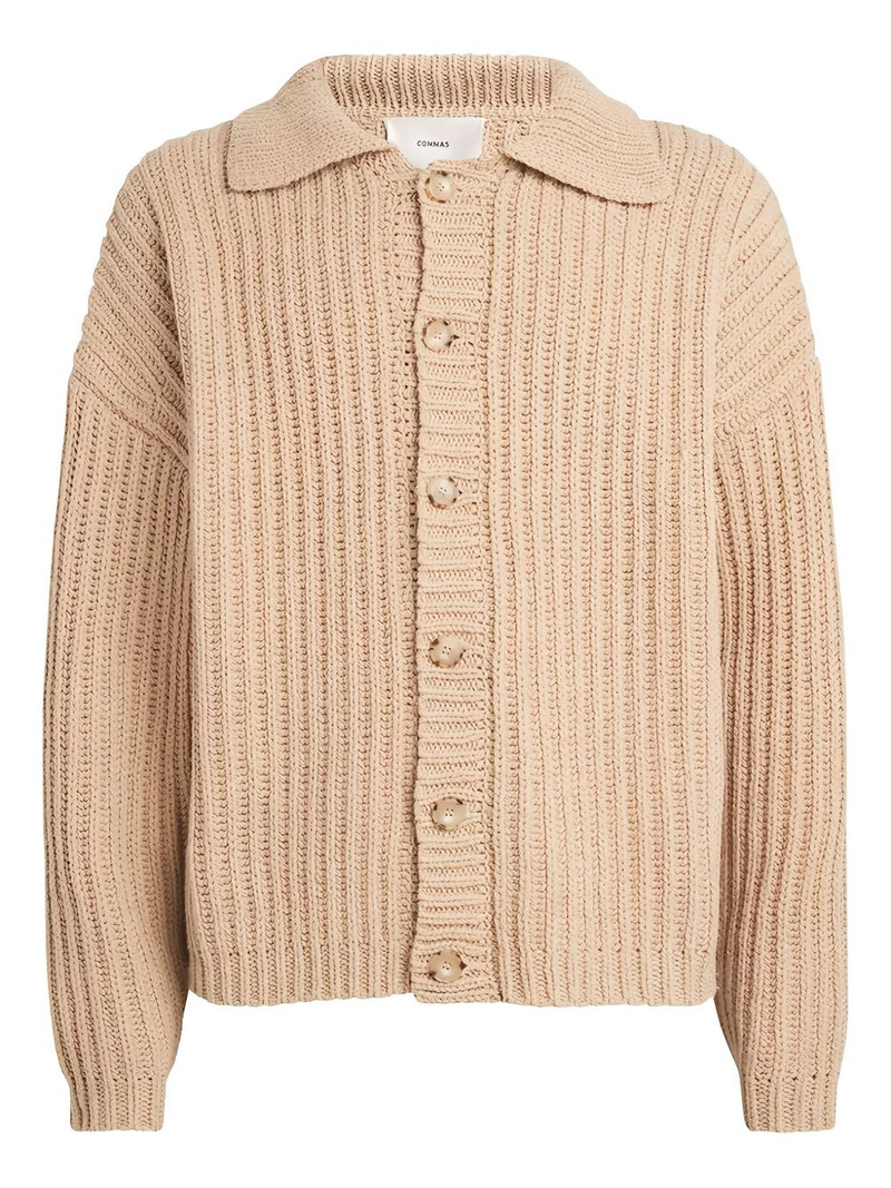 Stadium fisherman's-knit "Beige" cardigan 1