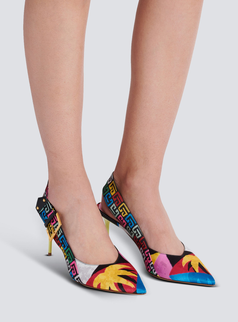 Balmain Heeled Ruby slingbacks in printed satin outlook