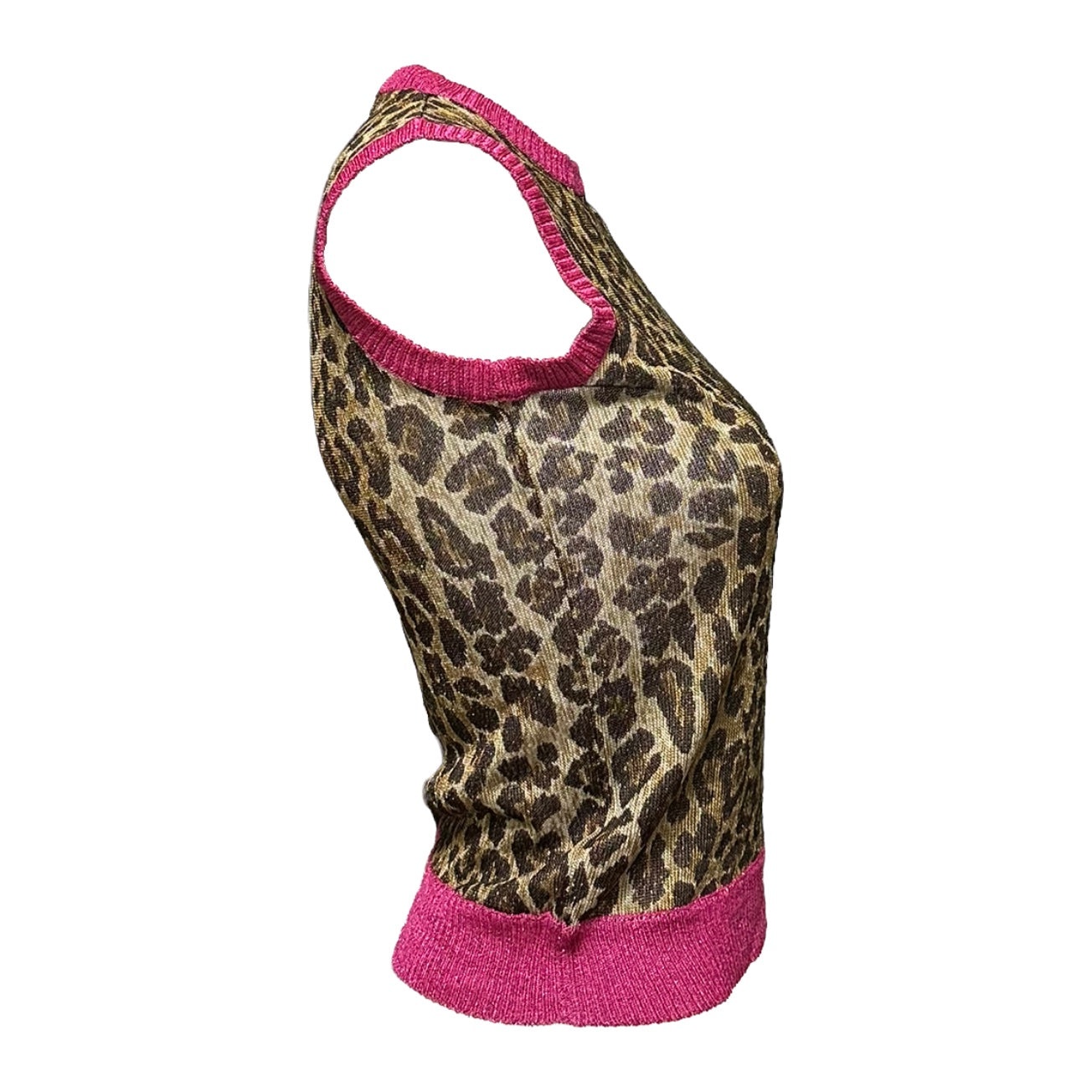 D&G - D&G Spring Summer 2001 Leopard Print Knit Tank Top - 3
