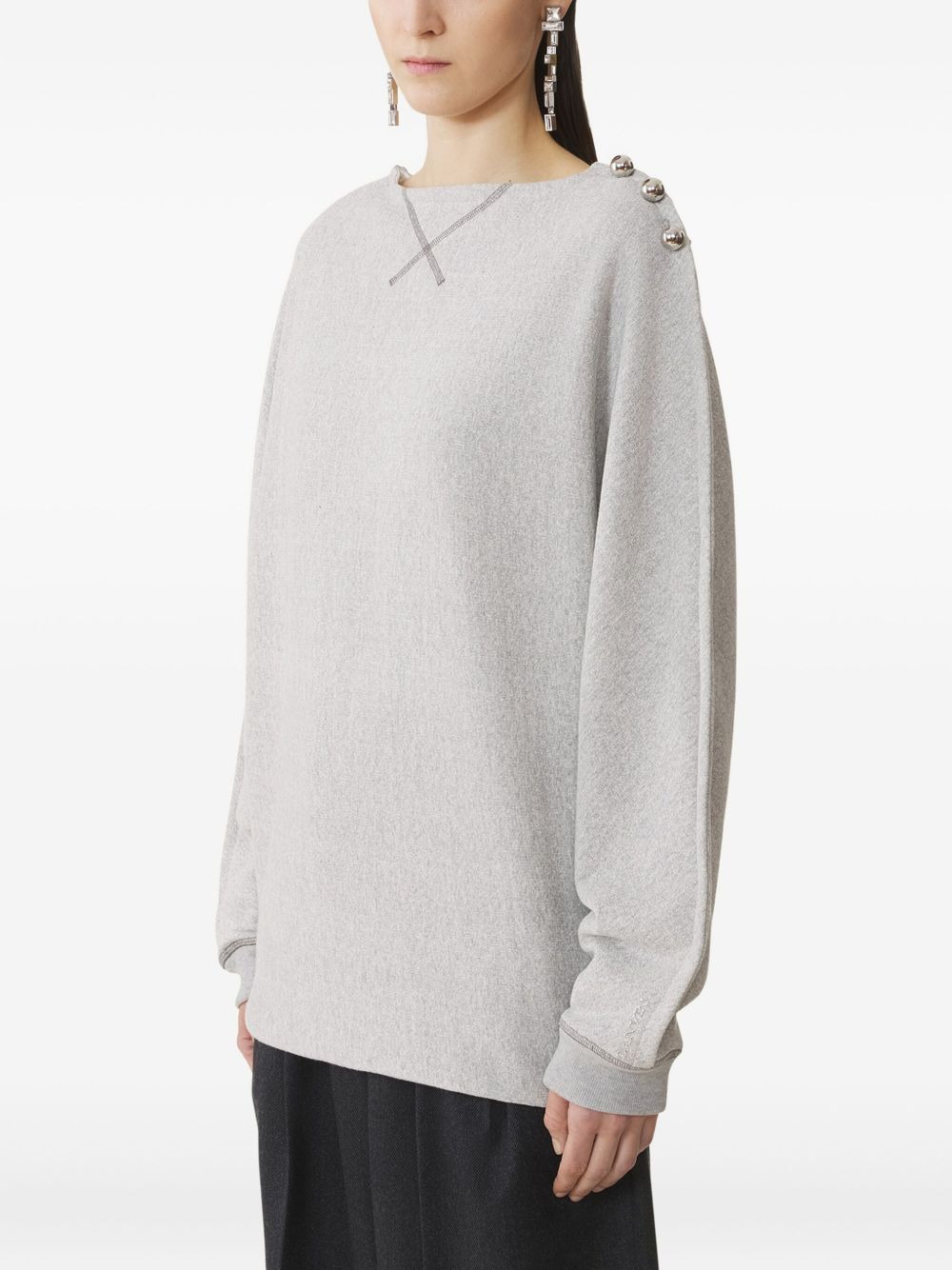 button-detailed boat-neck sweater - 3