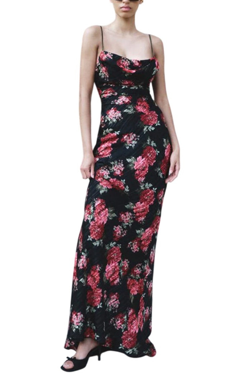 RASARIO PRINTED CHIFFON MAXI DRESS outlook