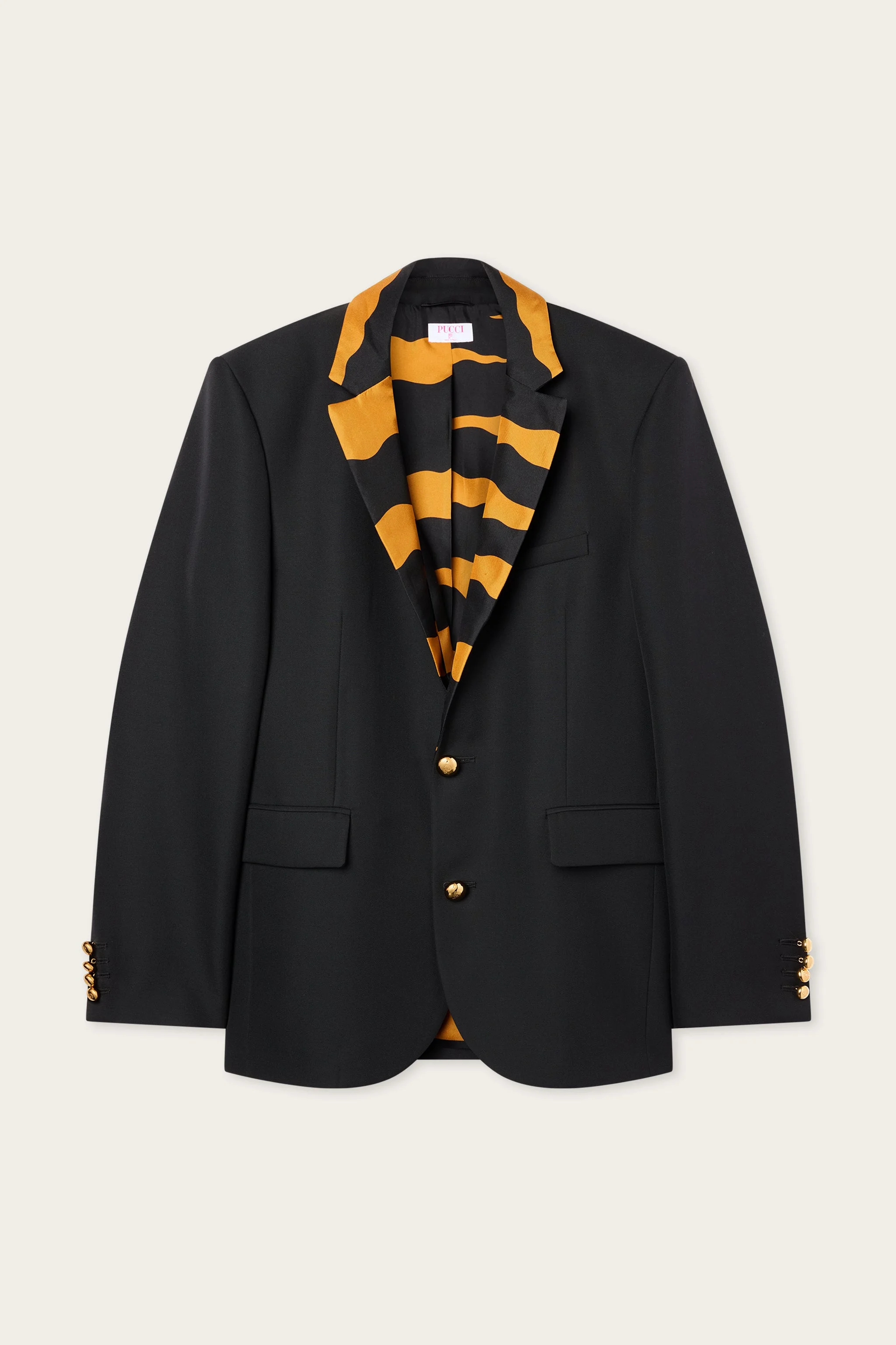 OVERSIZED WOOL JACKET WITH PRINTED DETAIL - 1