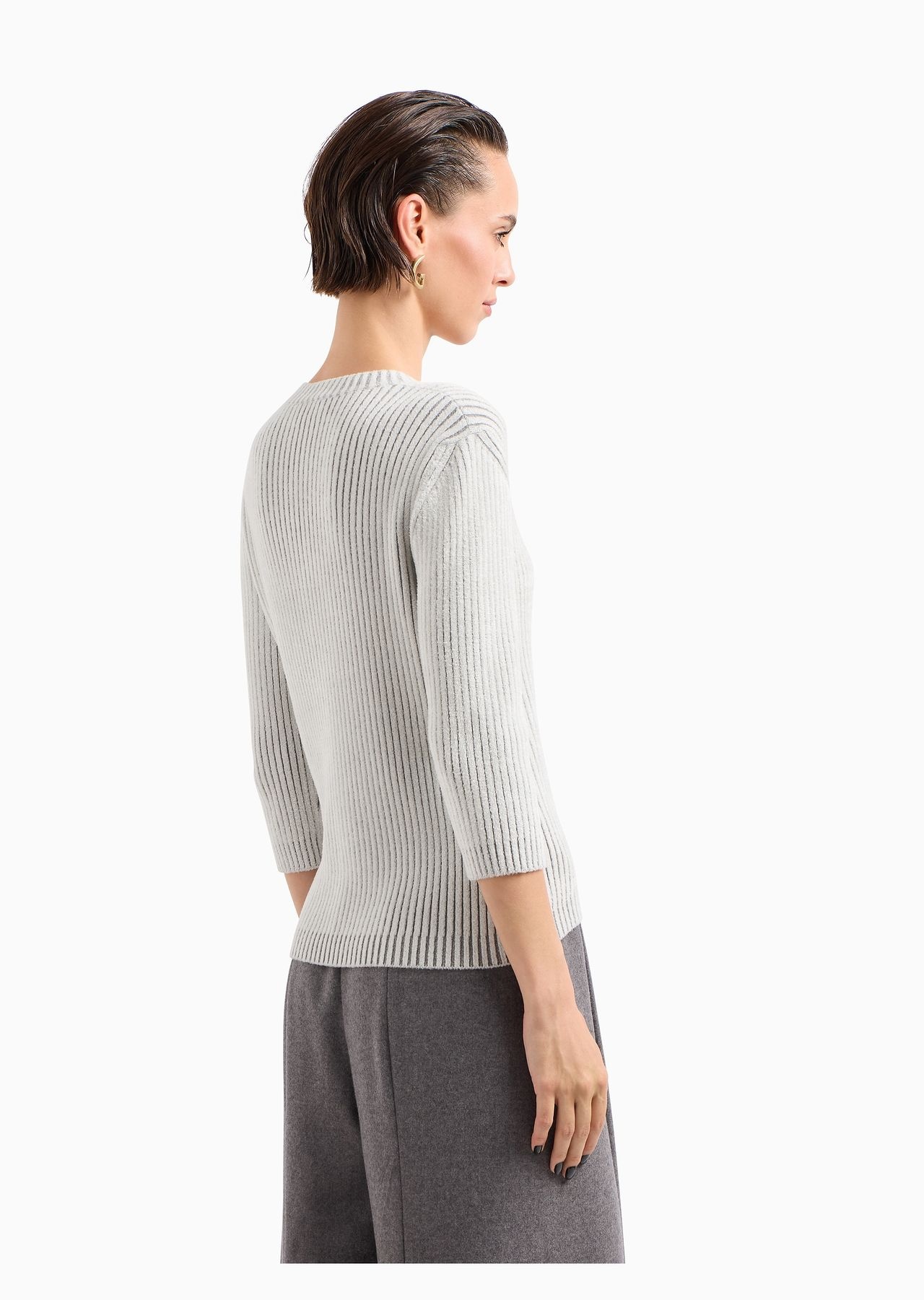 Virgin wool and viscose-blend V-neck jumper - 3