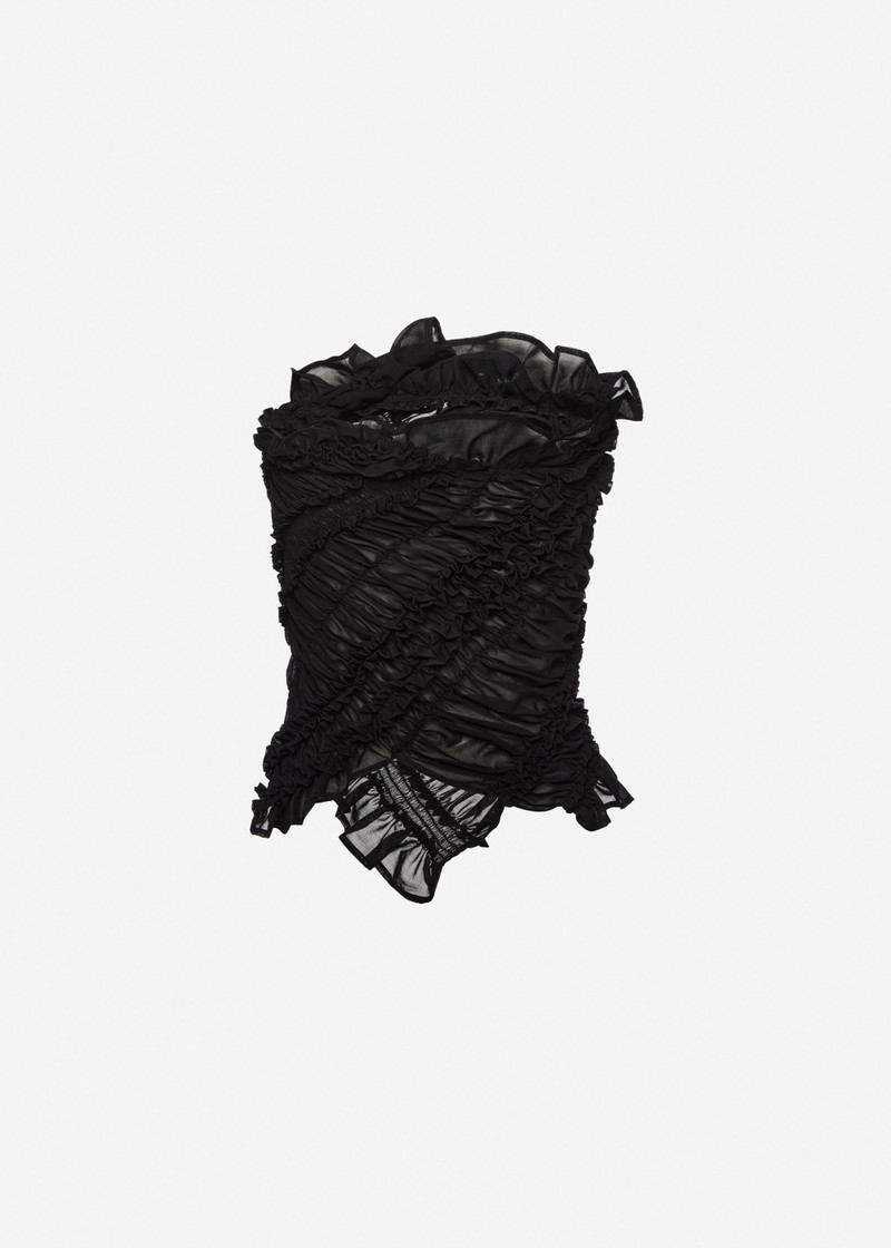Ruched bandeau top in black 2