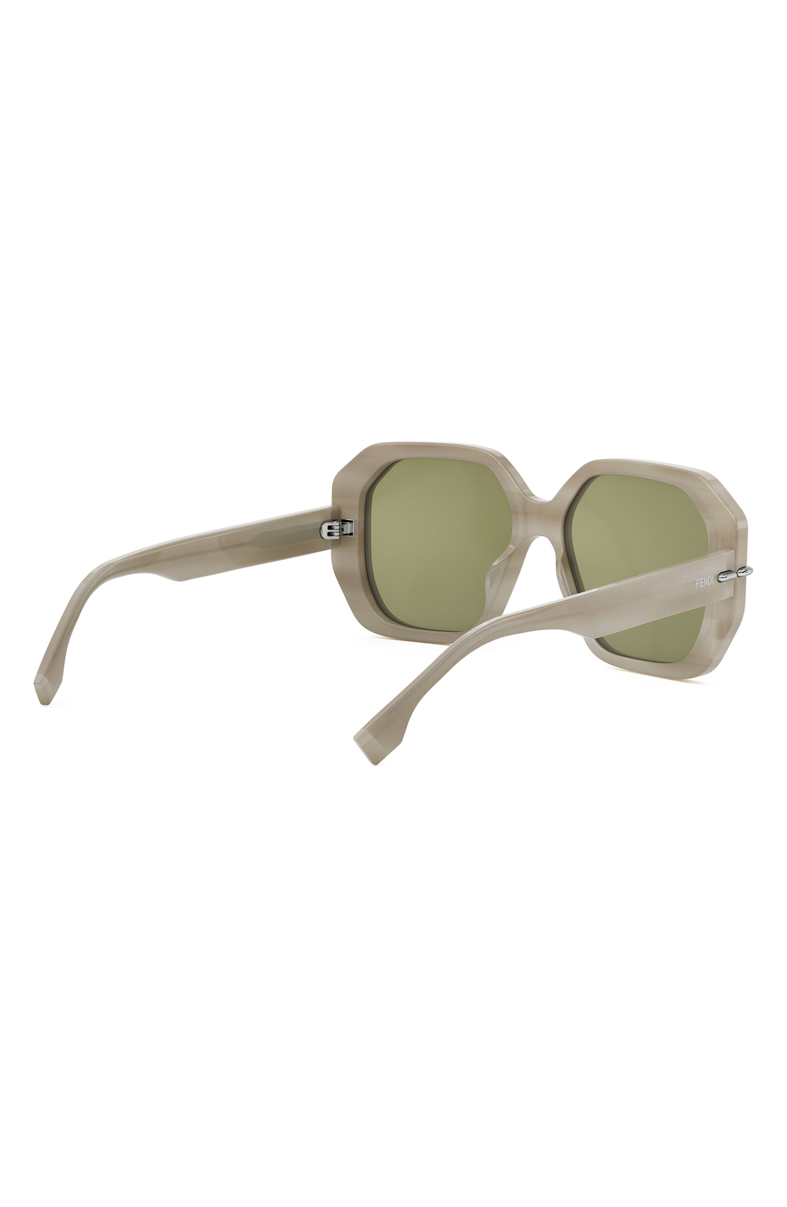 Fendi Selleria Square Sunglasses in Beige Horn /Green Mirror at Nordstrom - 5