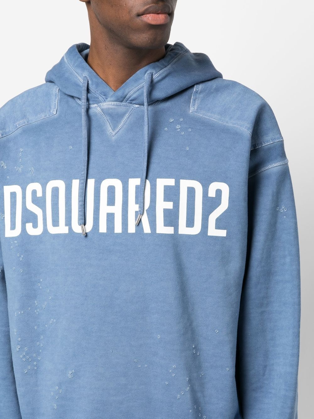 logo-print distressed hoodie - 5