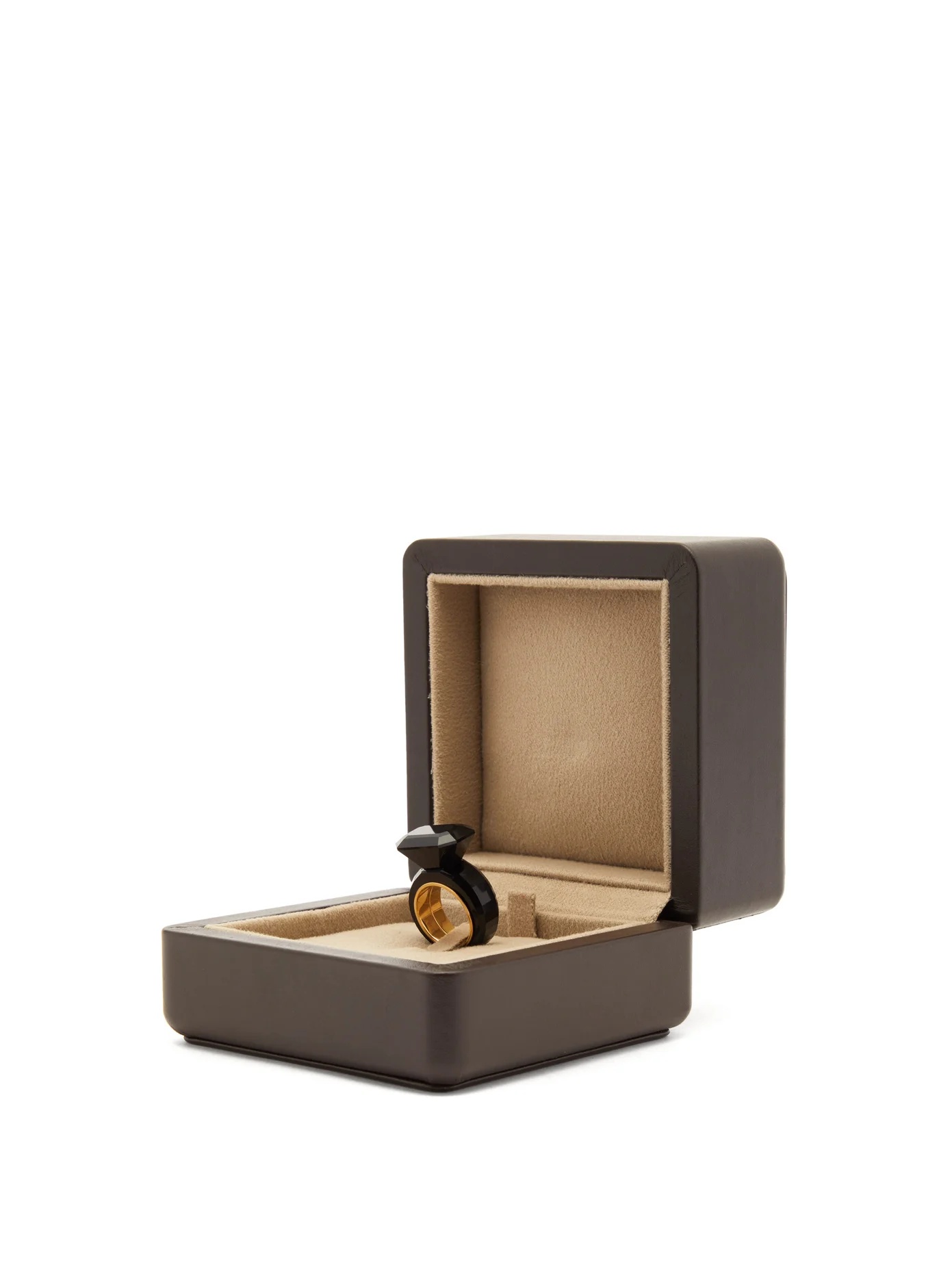 Faceted onyx gold-plated ring - 4