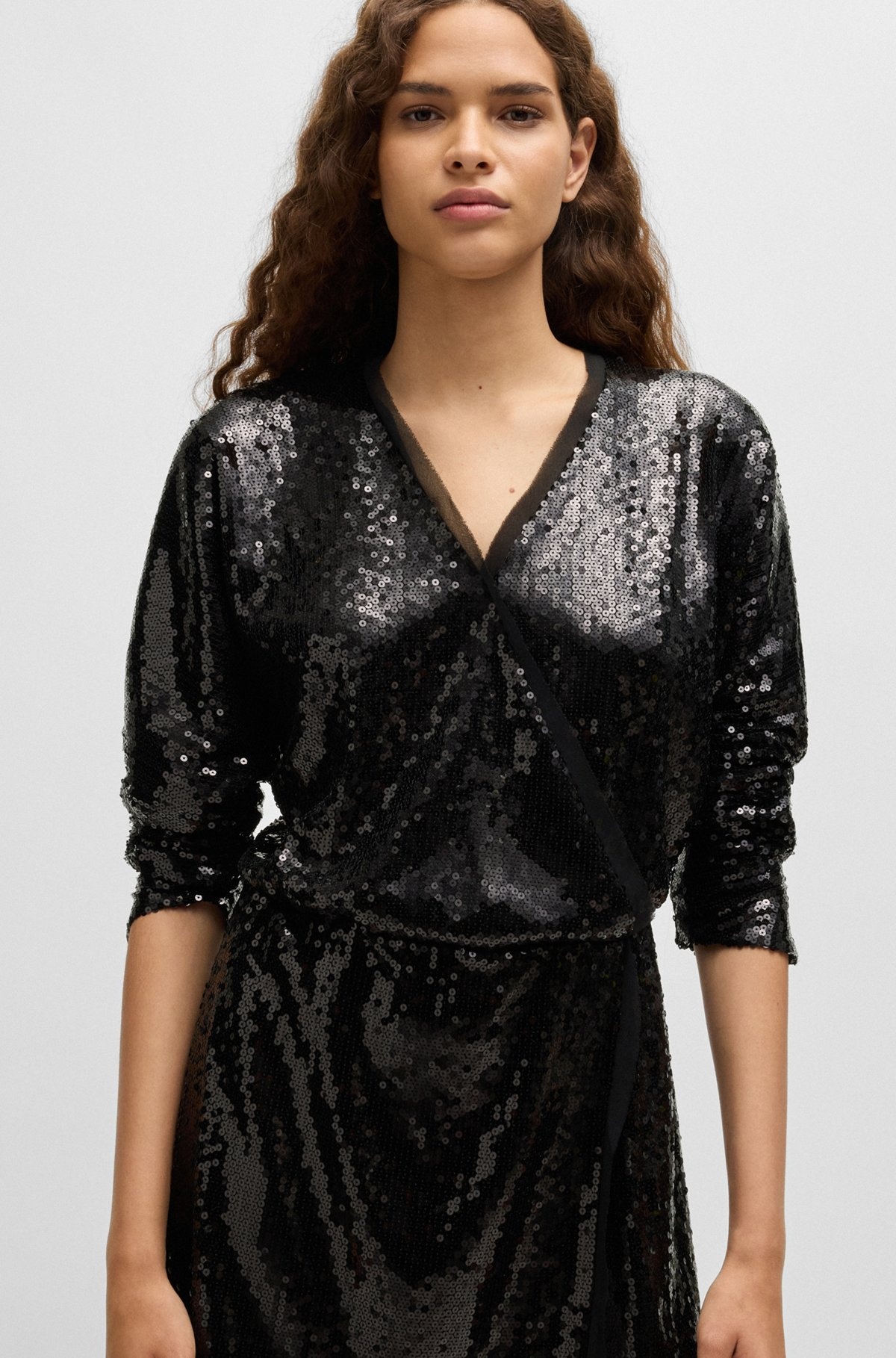 SEQUINNED JUMPSUIT WITH WRAP FRONT - 5